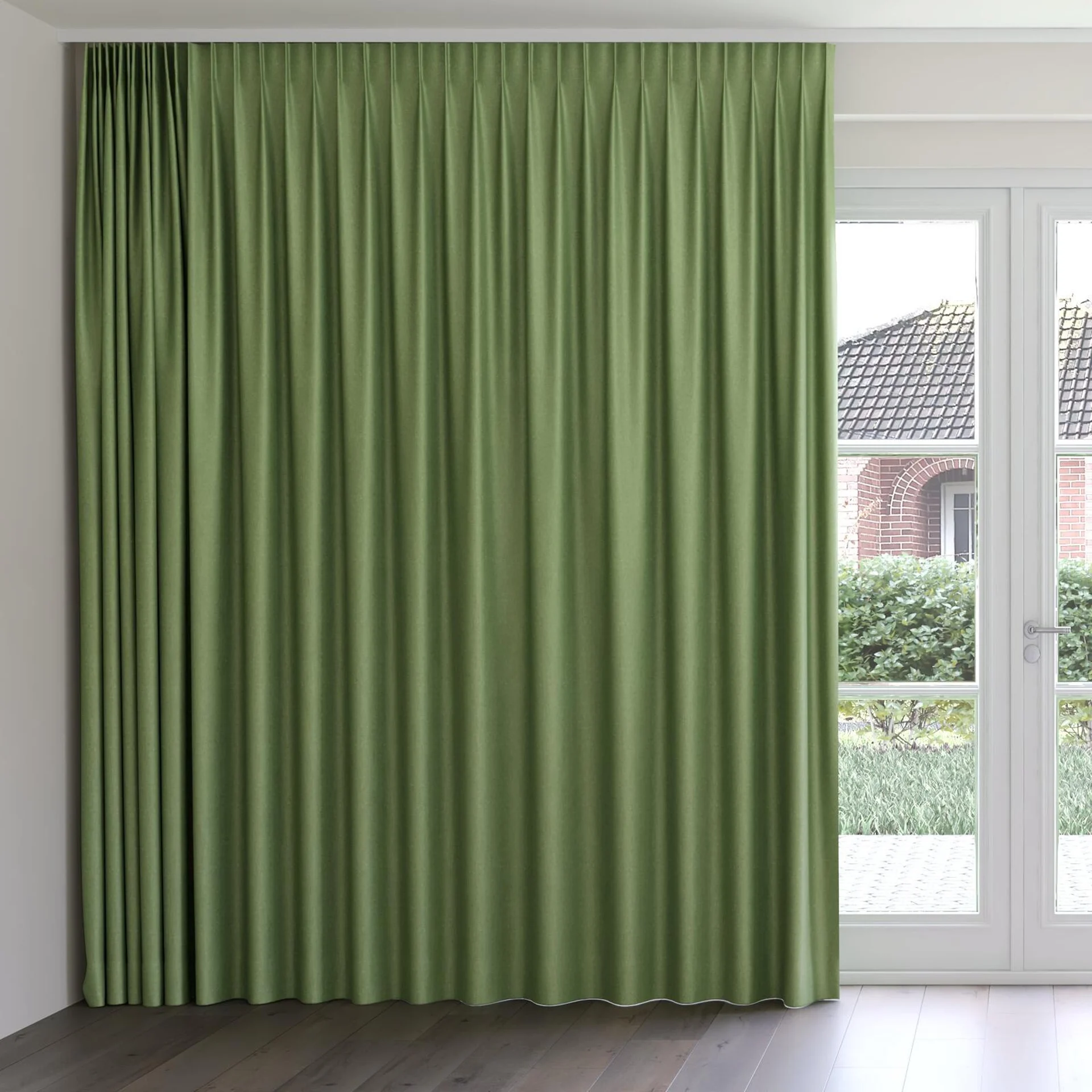Front view of Fiji Leaf, on curtain rail