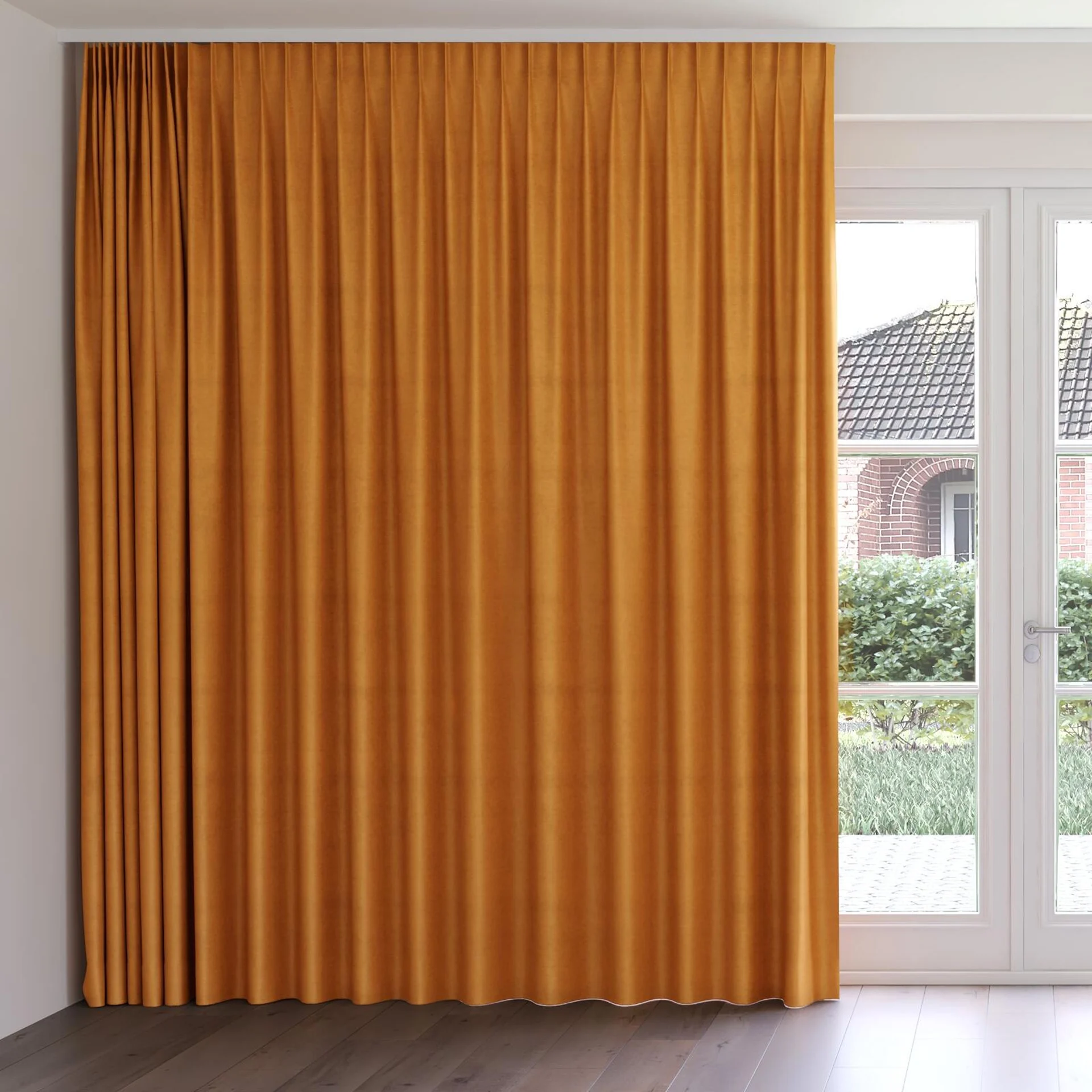Front view of Baron Pumpkin, on curtain rail
