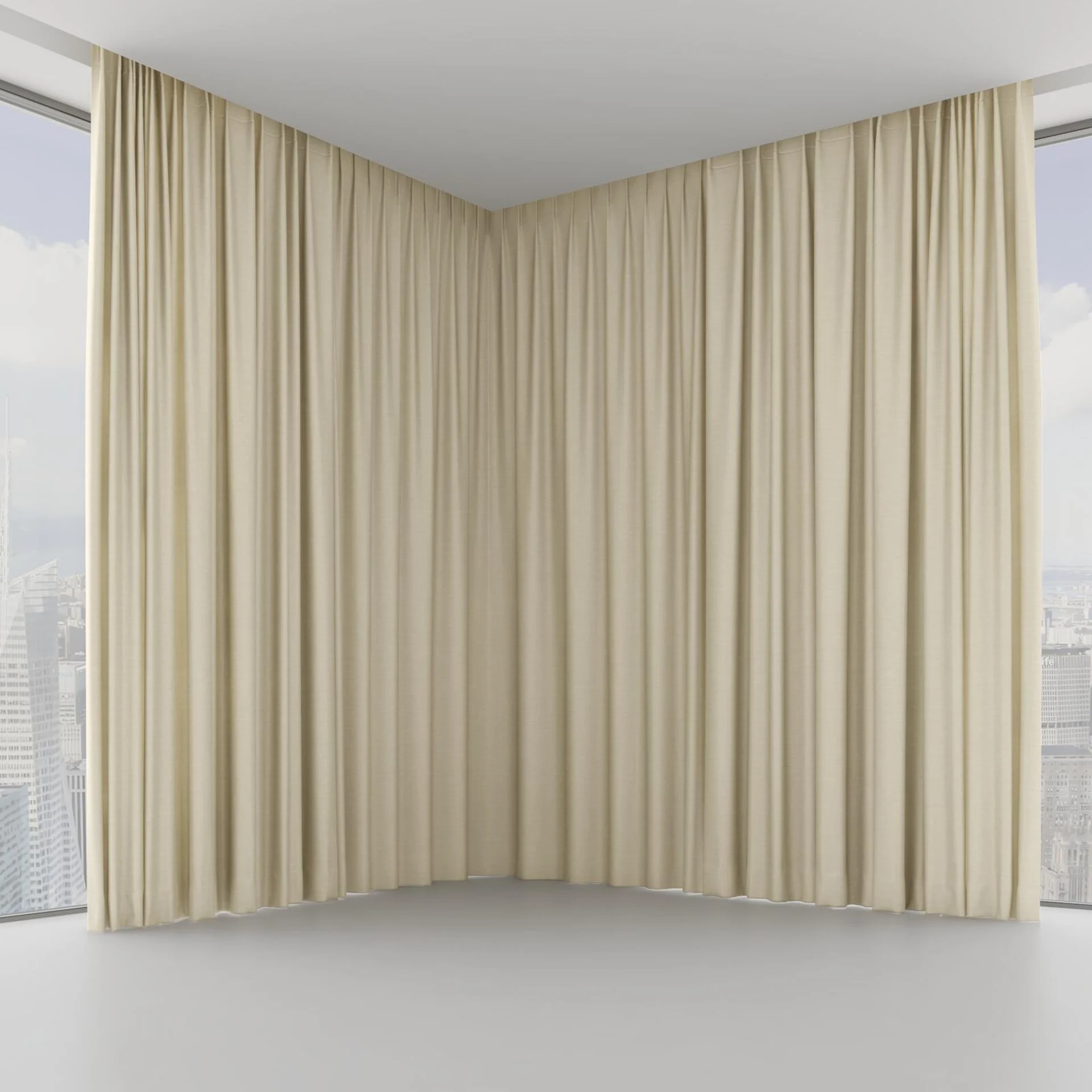 Front view of Silky Hemp, on hidden rail