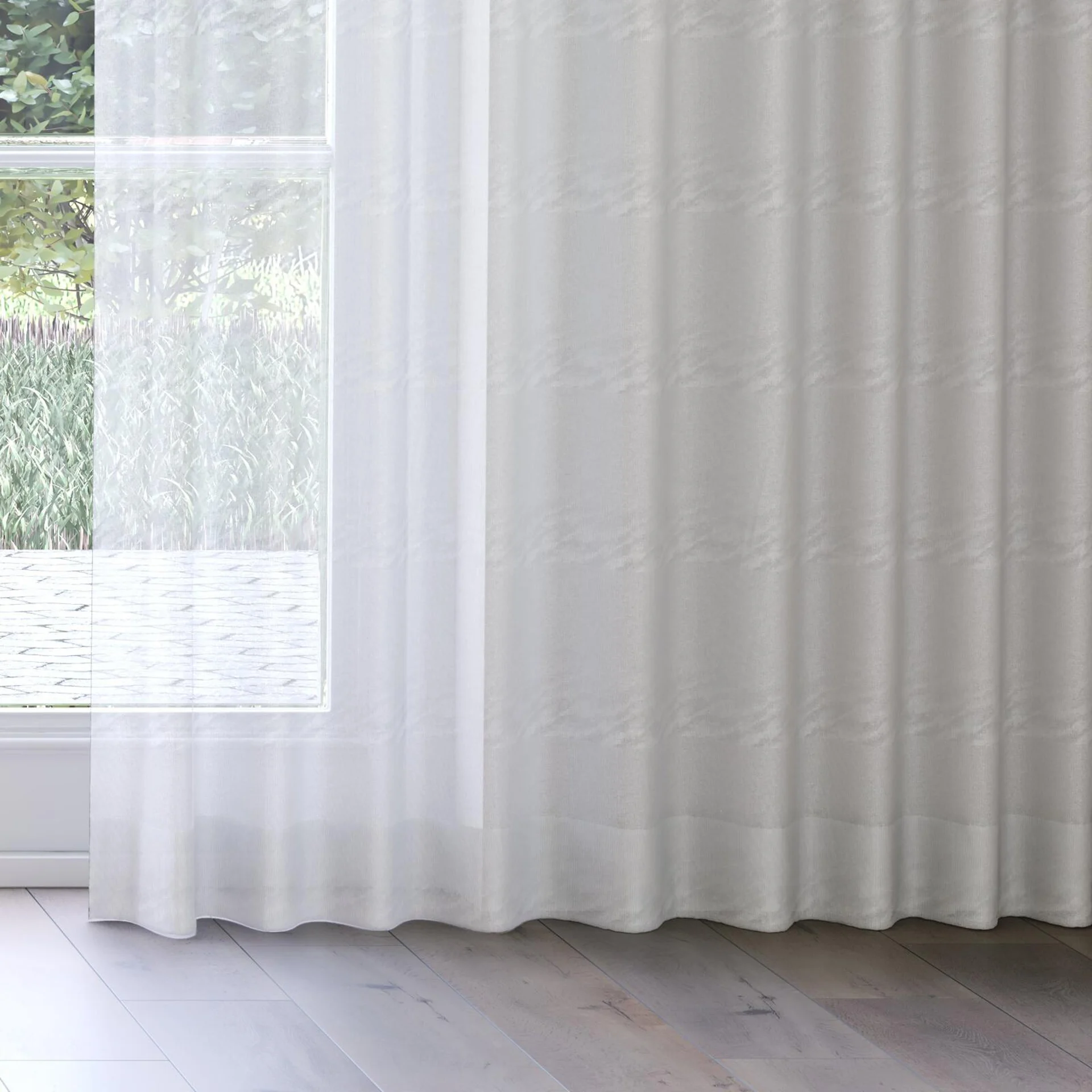 Bottom view of Jaba Ivory, on curtain rail