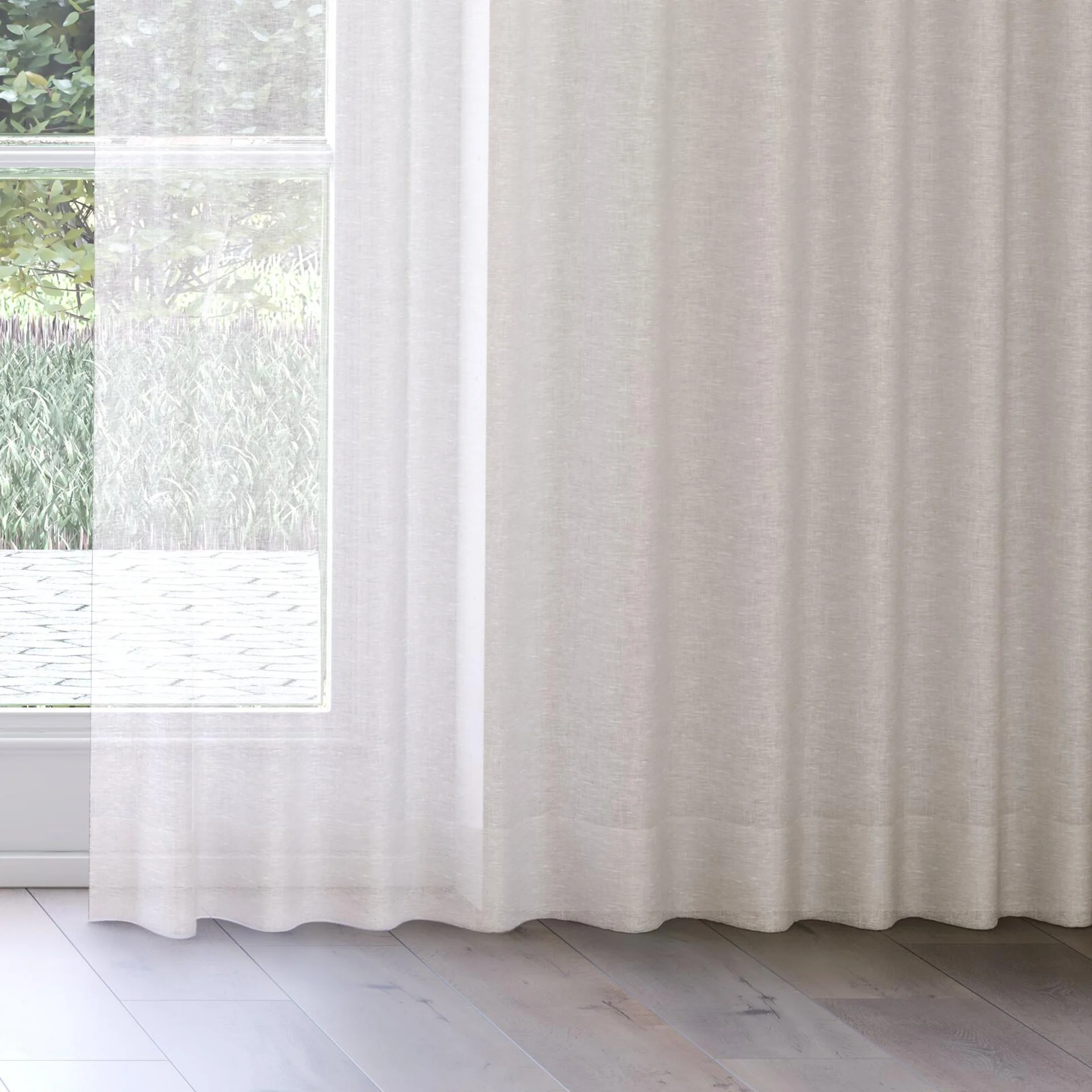 Bottom view of Lino Linen, on curtain rail