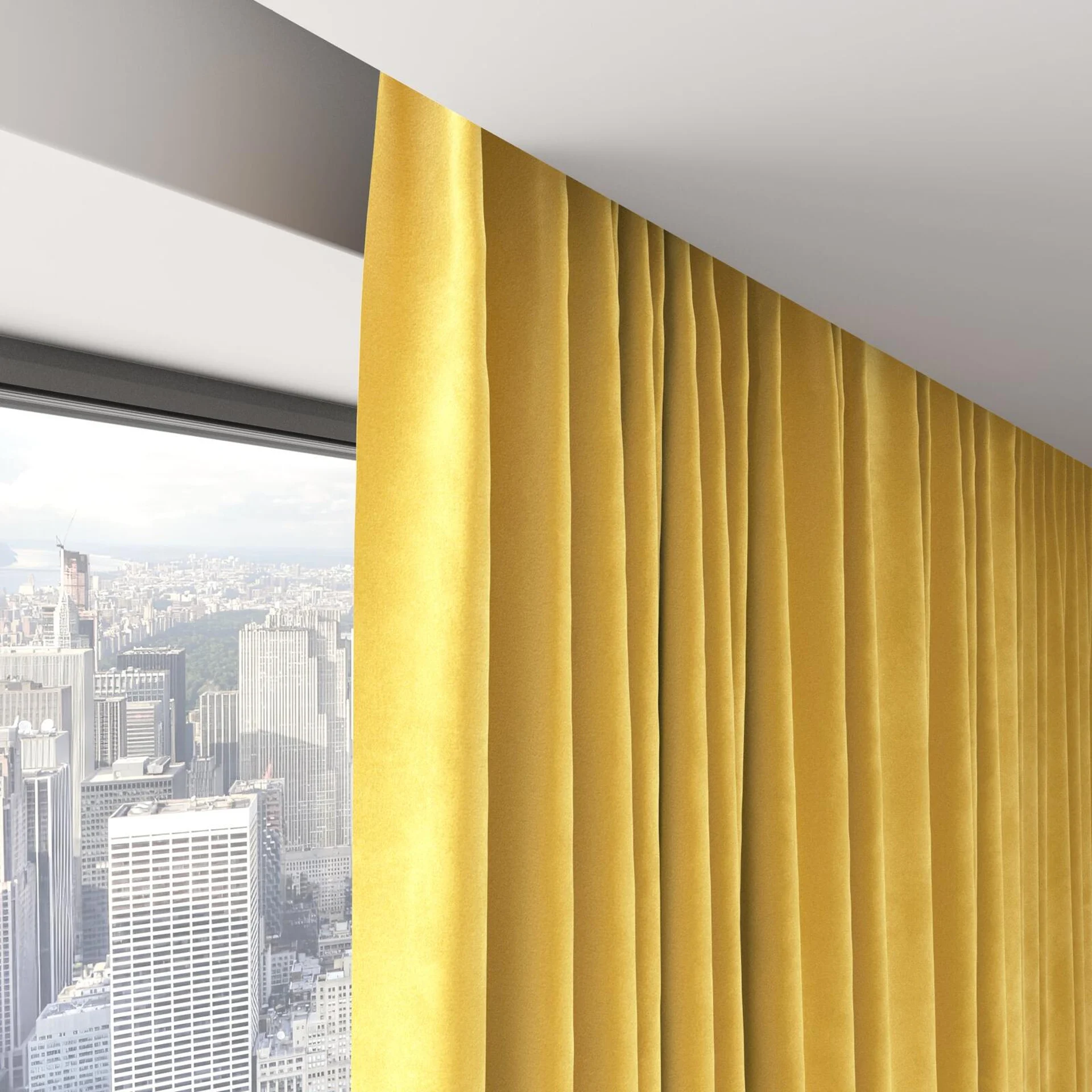 Top view of Lux Velvet Saffron 8204, on hidden rail
