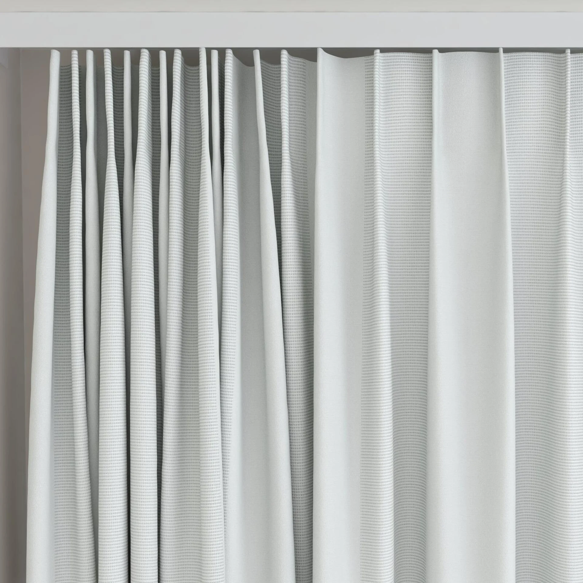 Top view of Borneo Uncoated Duckegg, on curtain rail