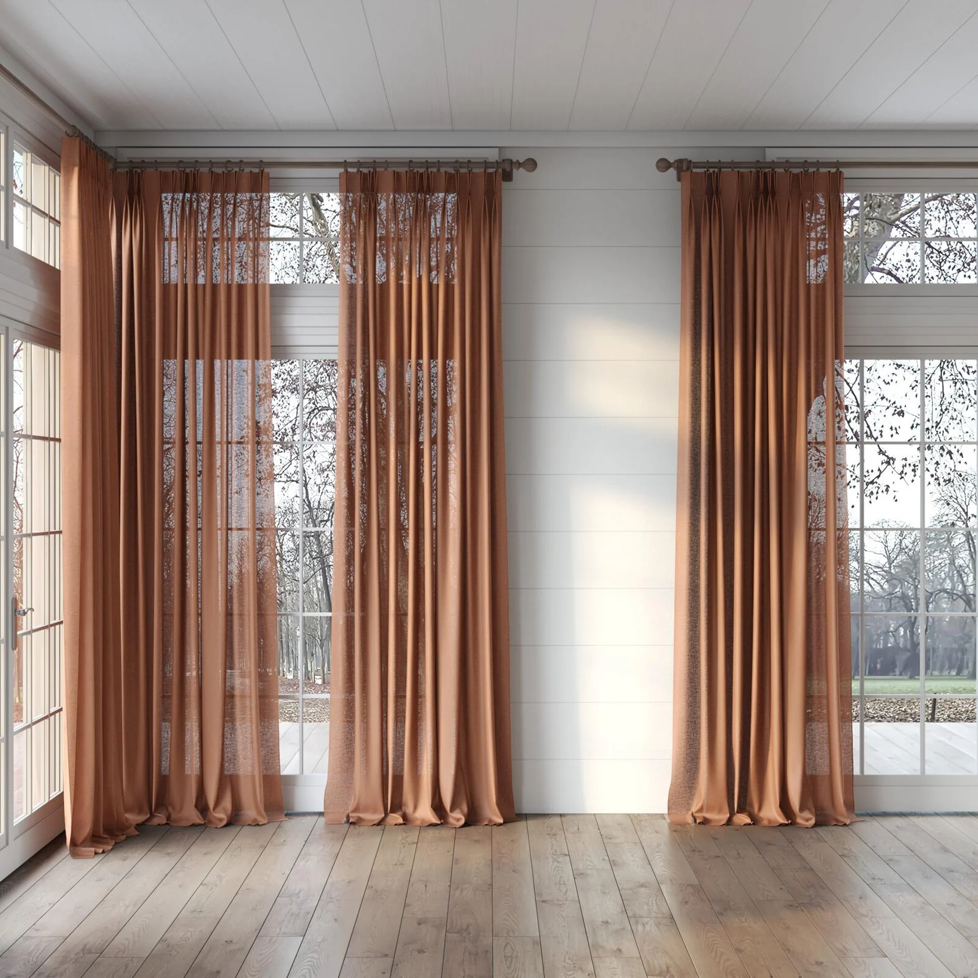 Full view of Laconia Air Brick, puddled, on curtain rod