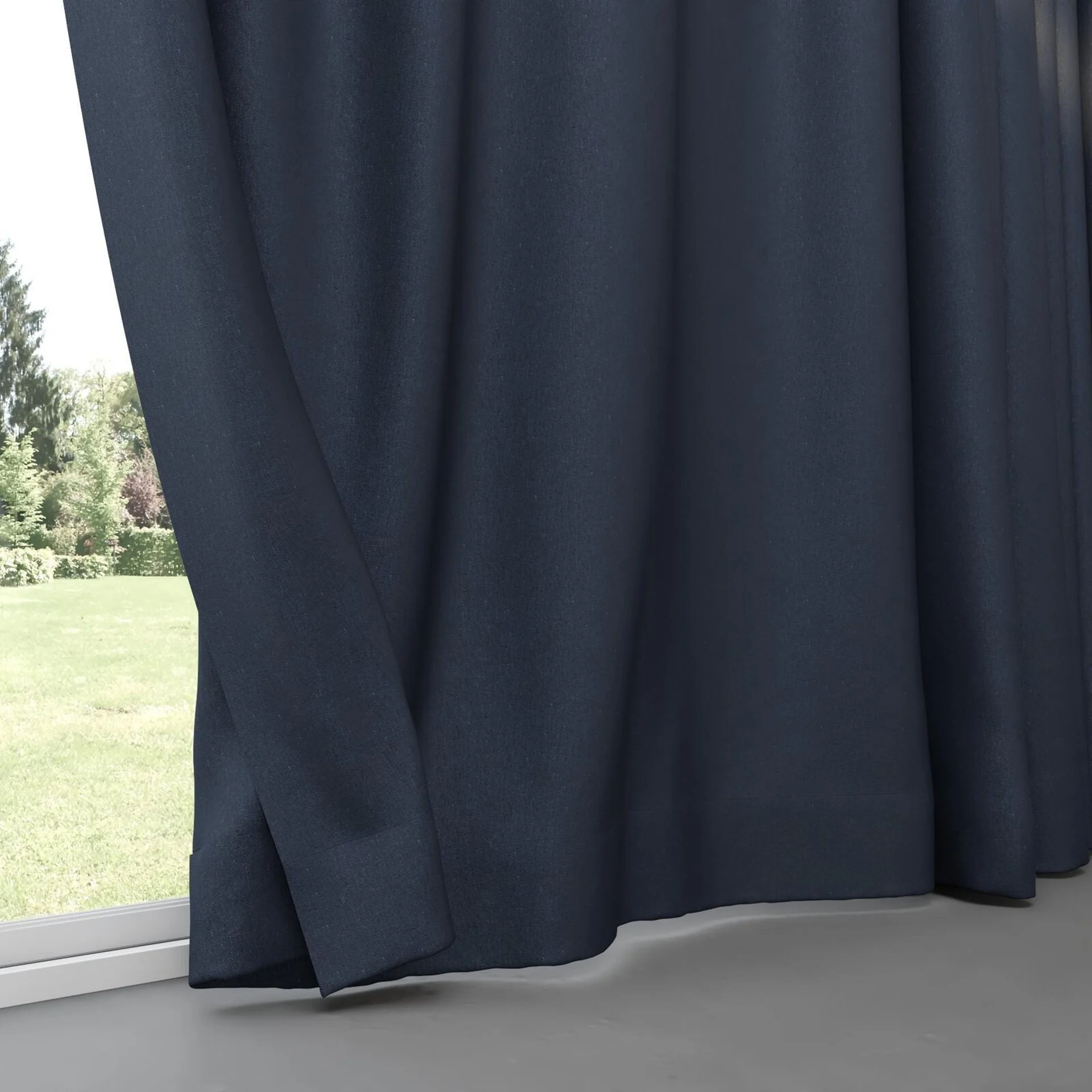 Bottom view of Infinite Indigo, pinch pleat