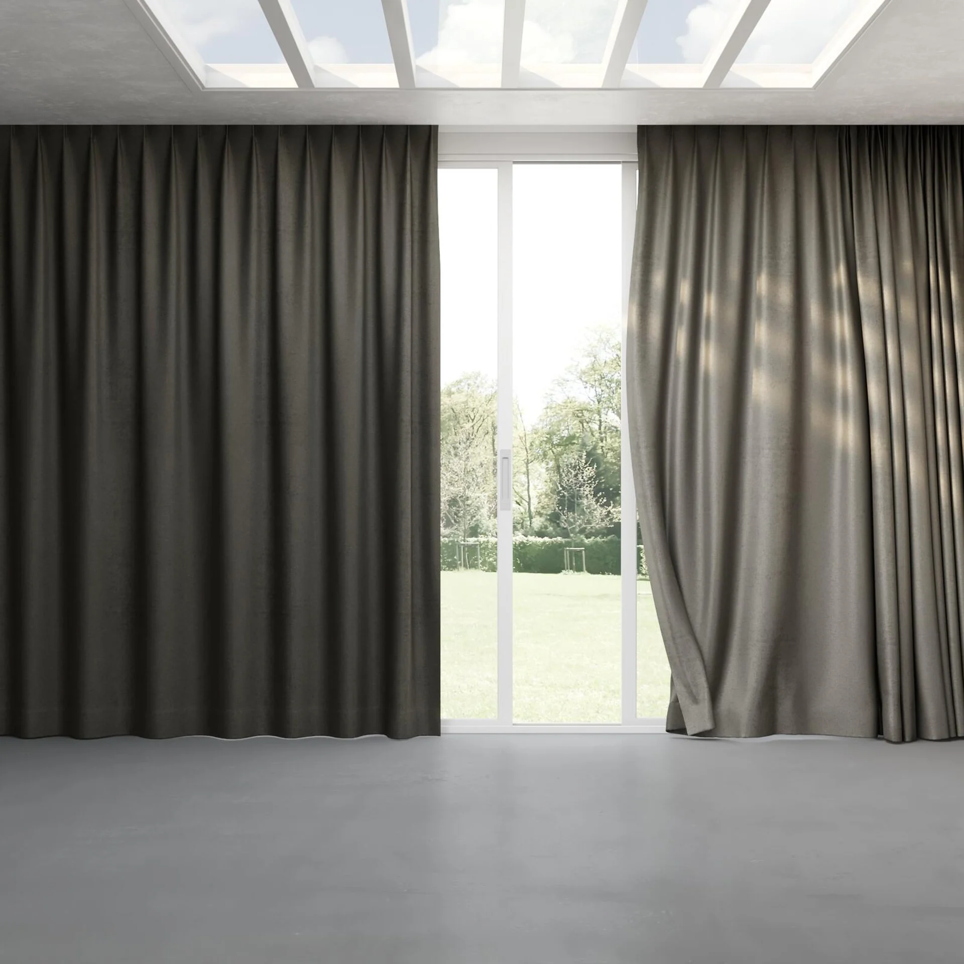 Full view of Lambada Smoke, pinch pleat