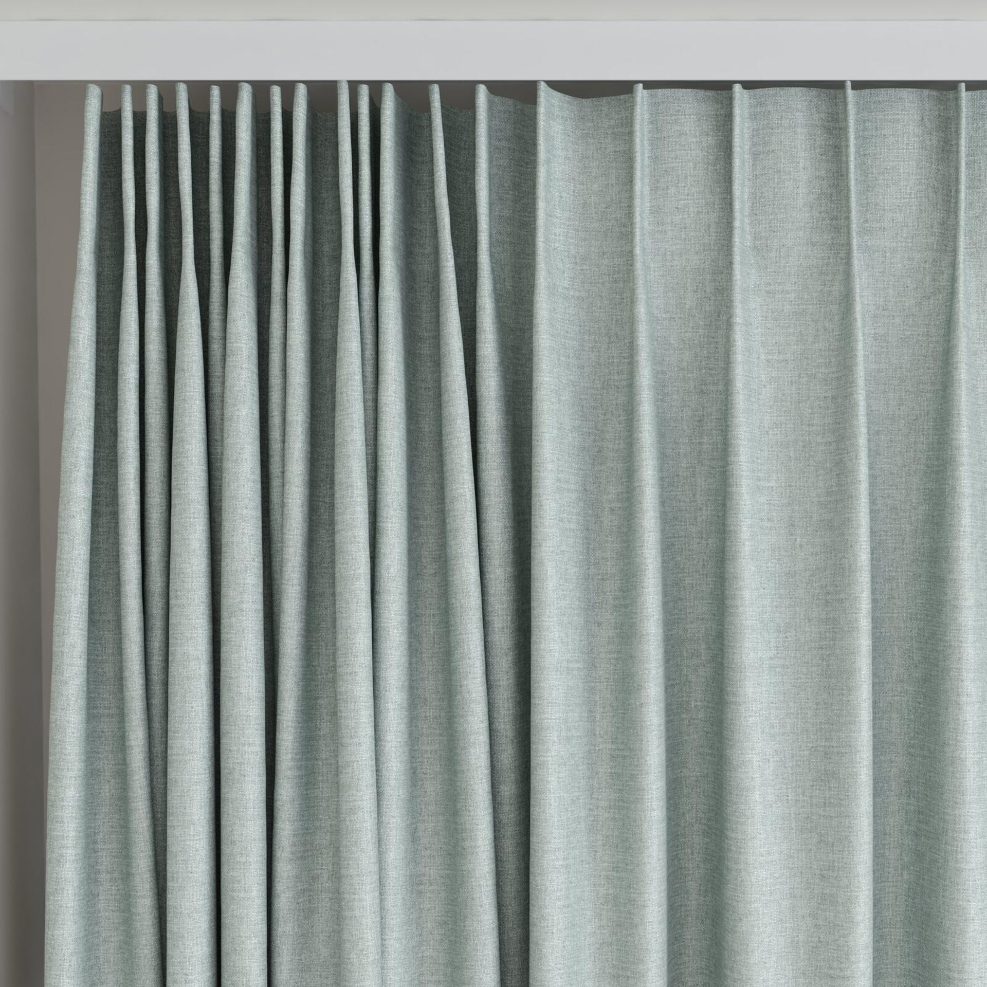 Top view of Frisco Duckegg, on curtain rail