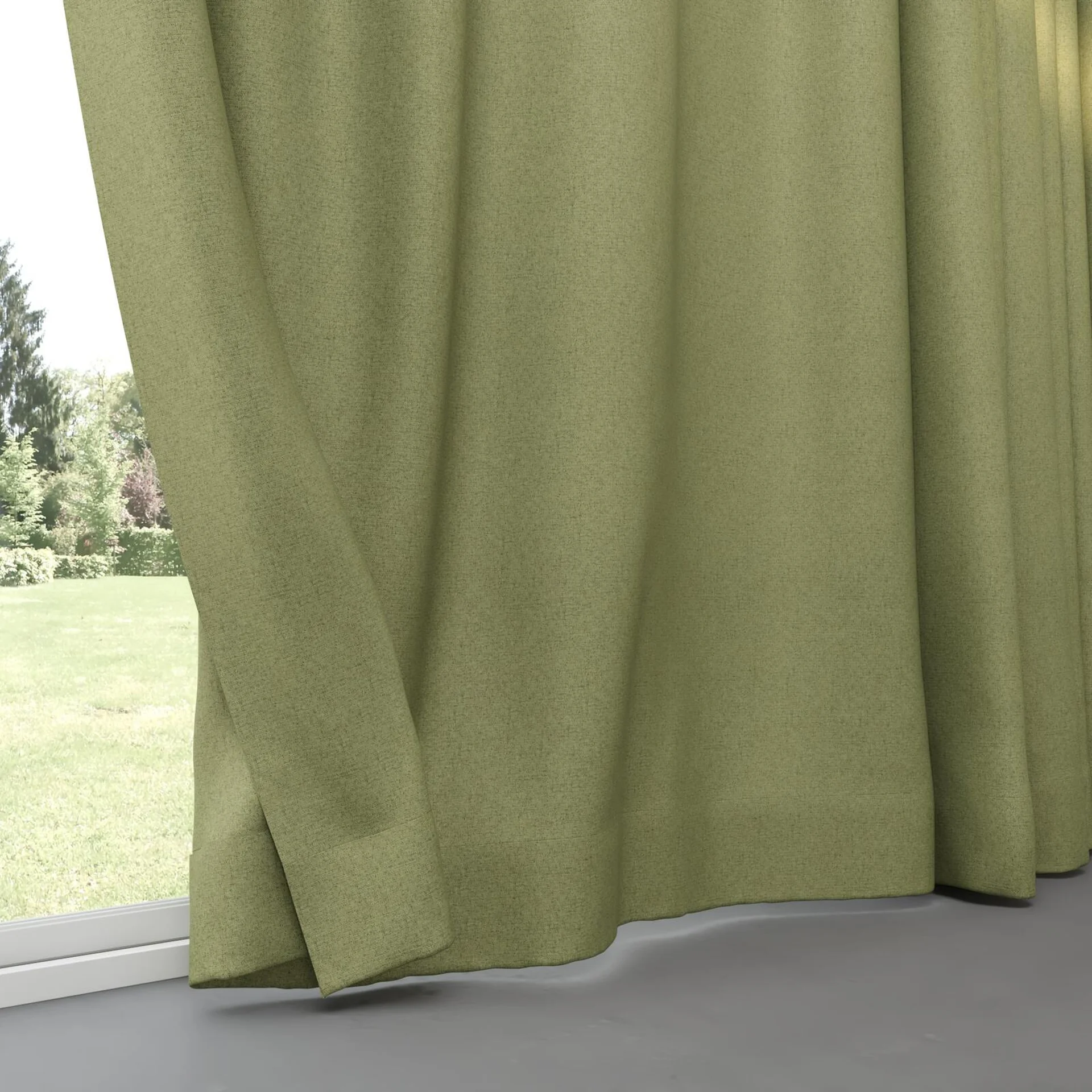 Bottom view of Liberate Emerald, pinch pleat