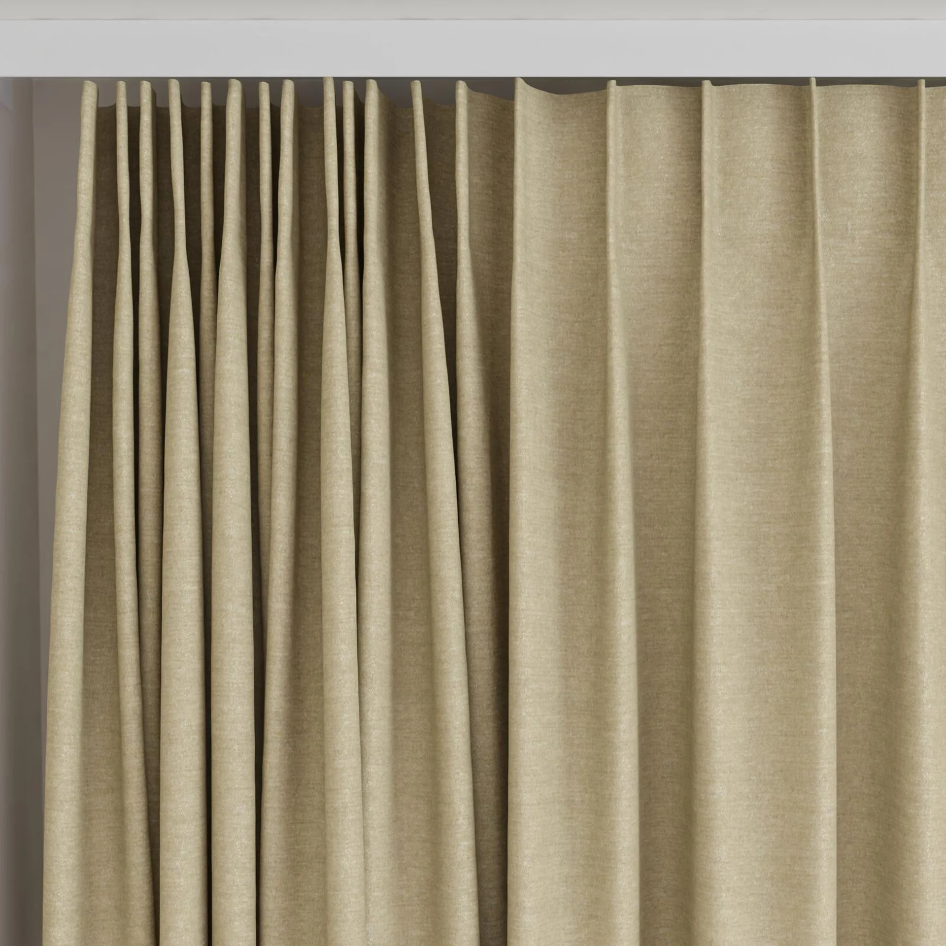 Top view of Drama Putty, on curtain rail