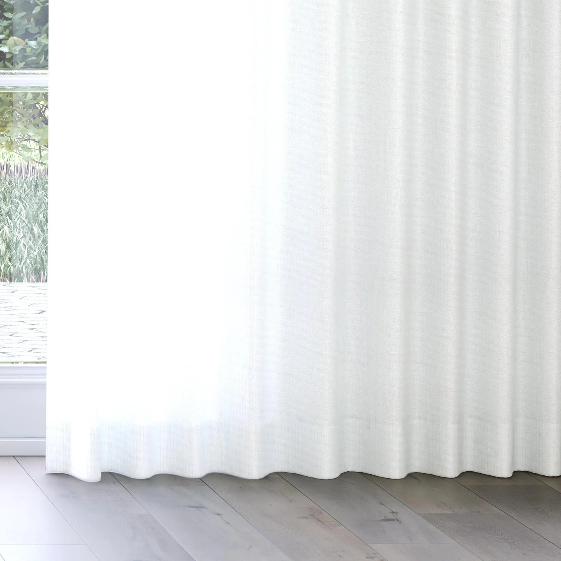 Bottom view of Oscillate Ivory, on curtain rail
