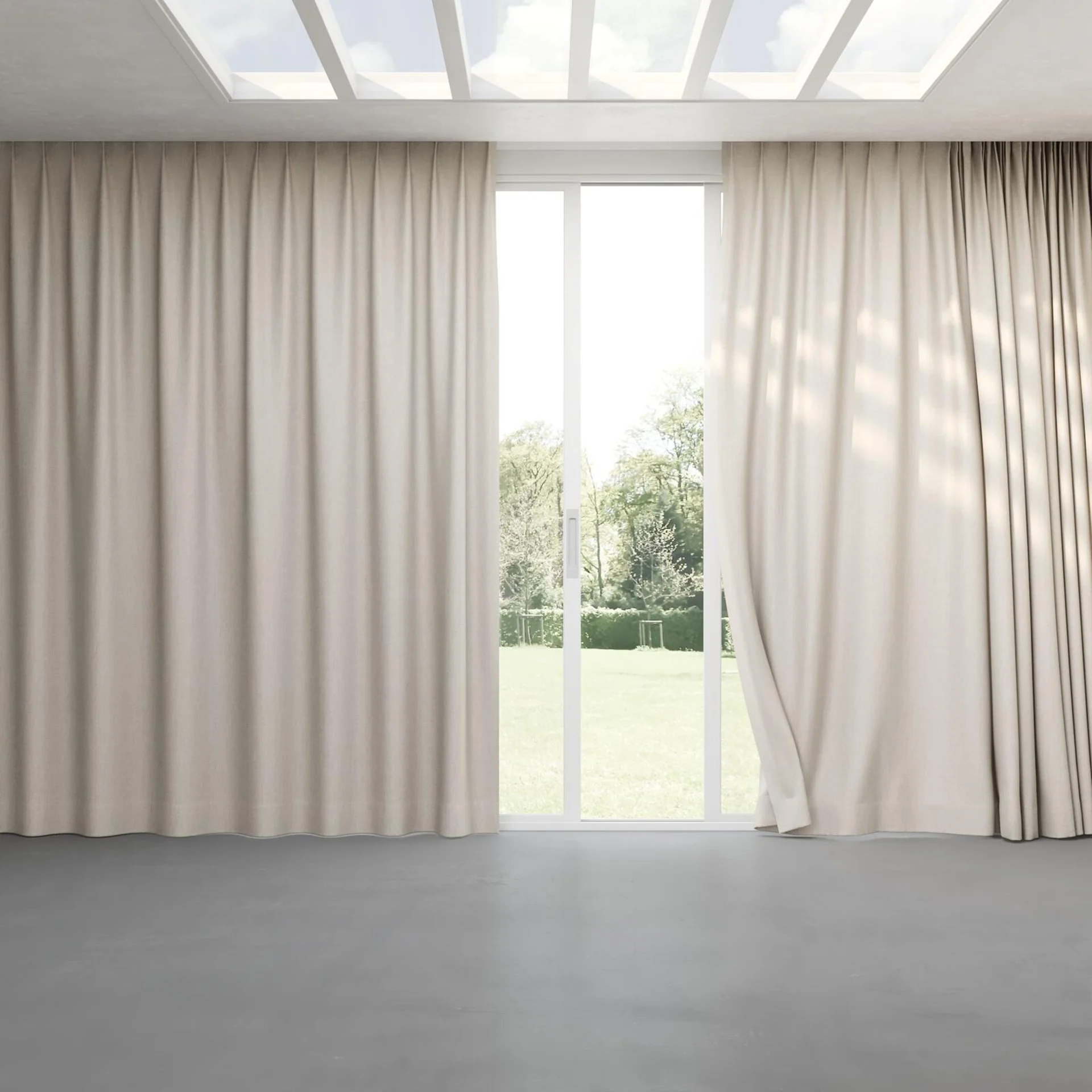 Full view of Gent Mushroom, pinch pleat