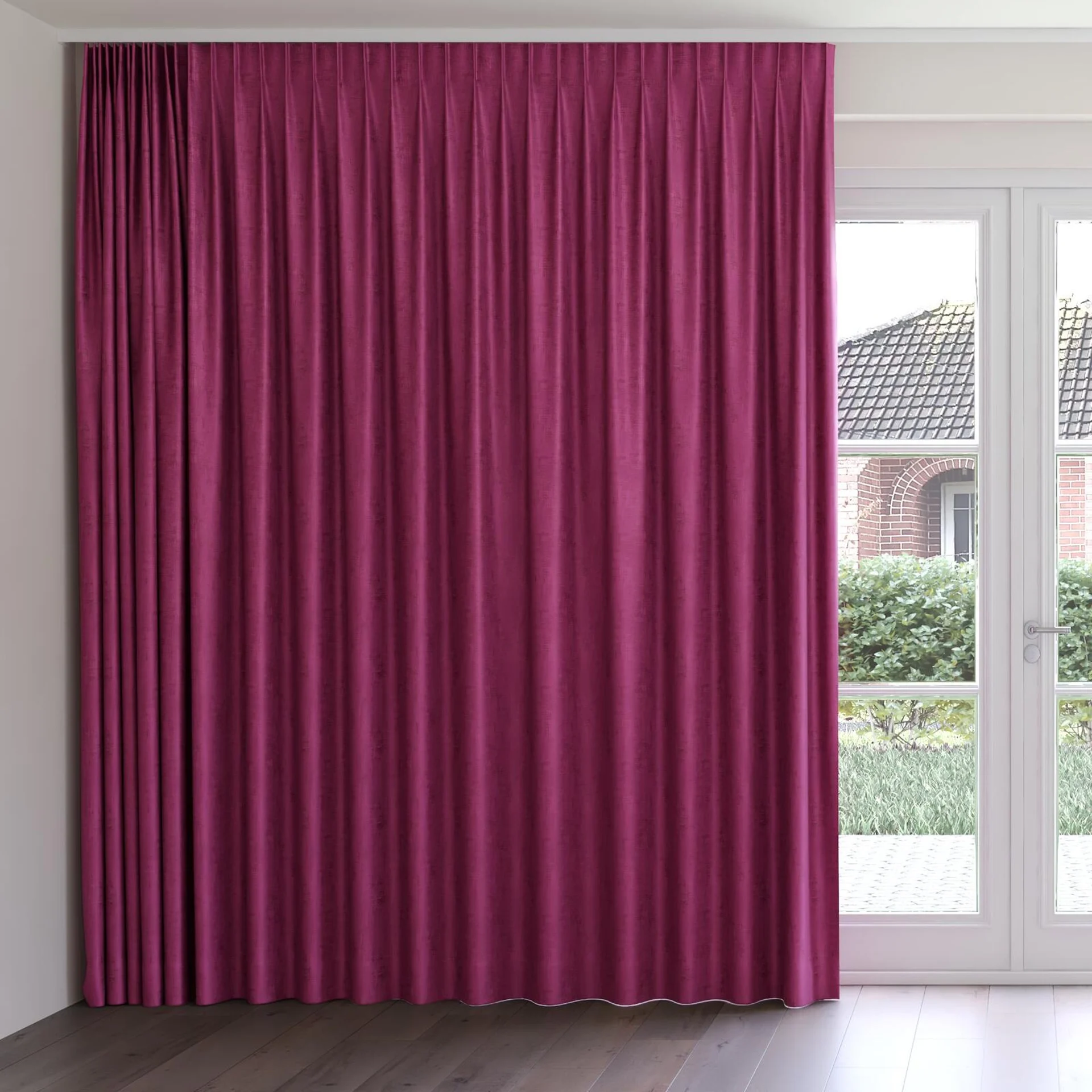 Front view of Gloria Peony, on curtain rail
