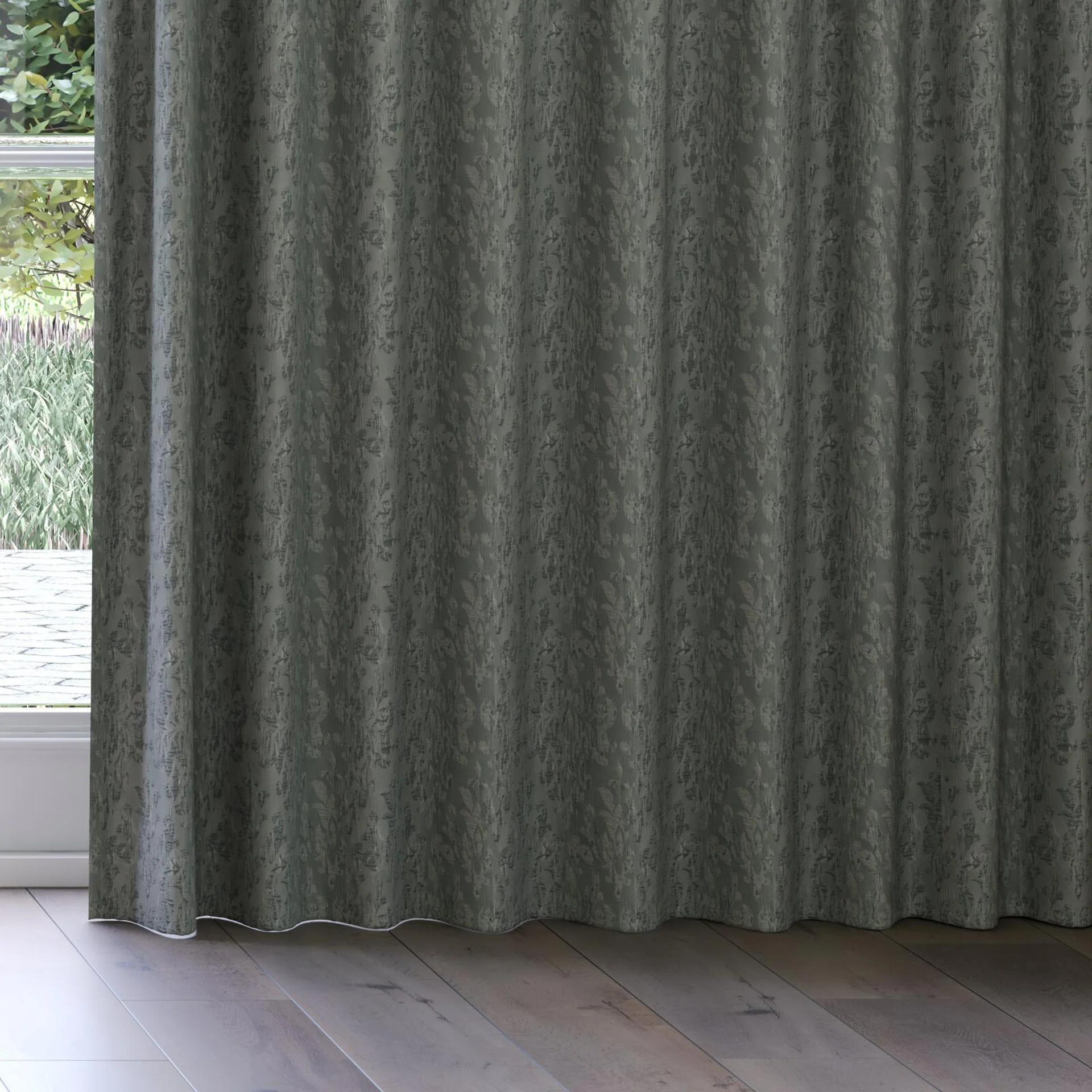Bottom view of Objet Charcoal, on curtain rail