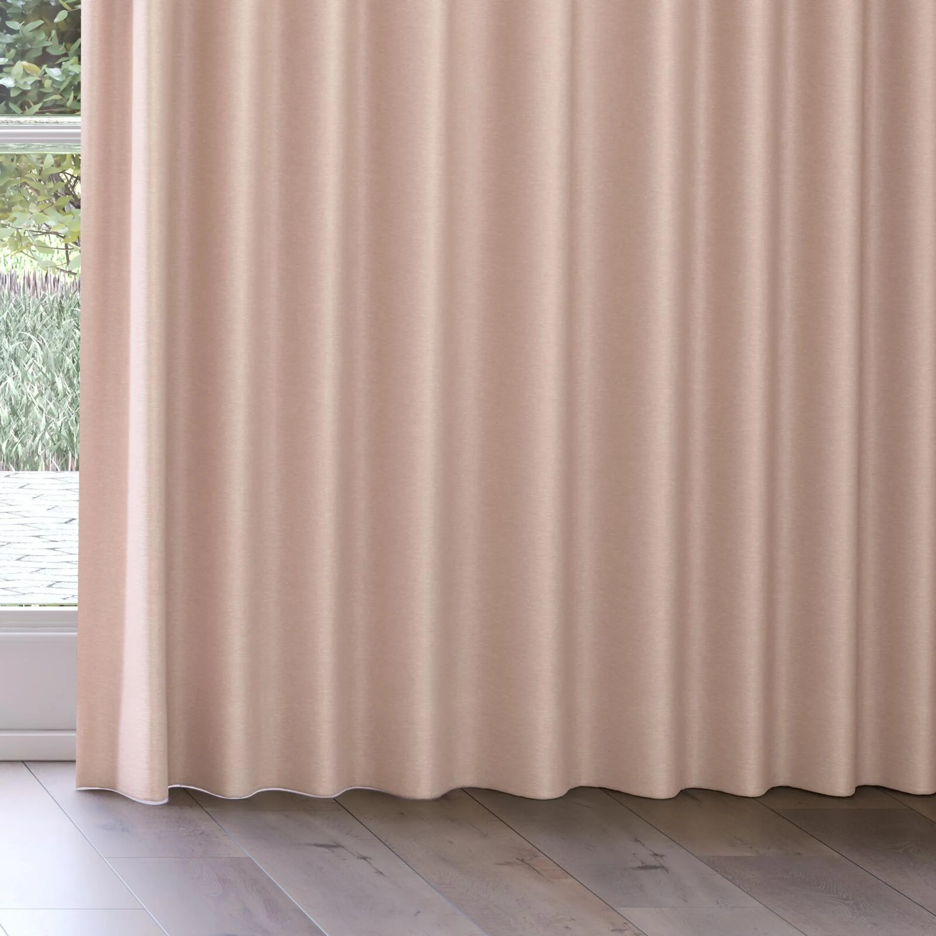Bottom view of Colourwash Eco Powder, on curtain rail