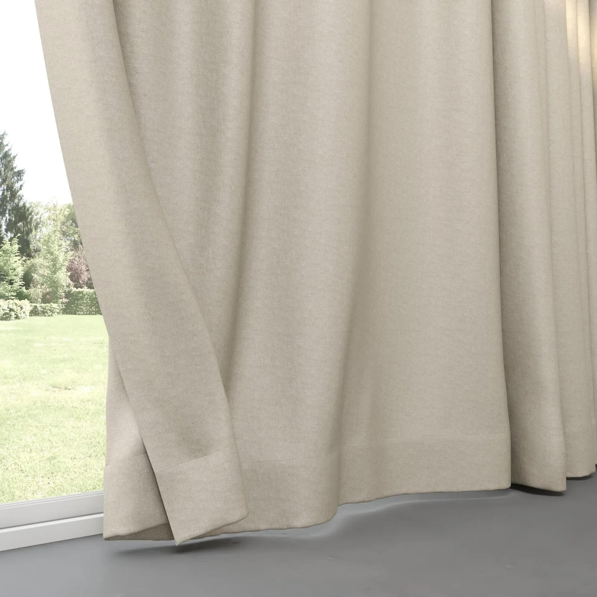 Bottom view of Infinite Linen, pinch pleat