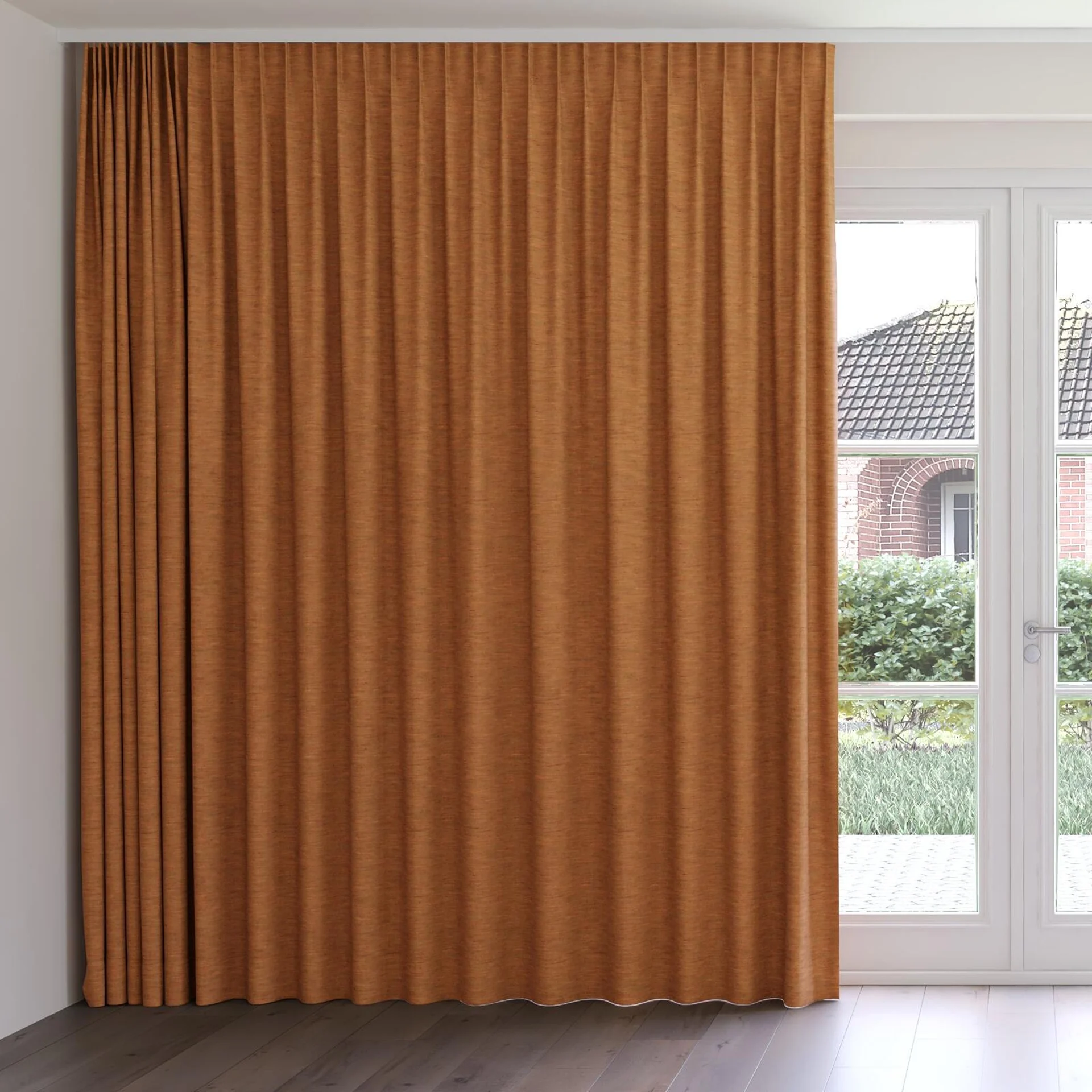Front view of Venus Autumn, on curtain rail
