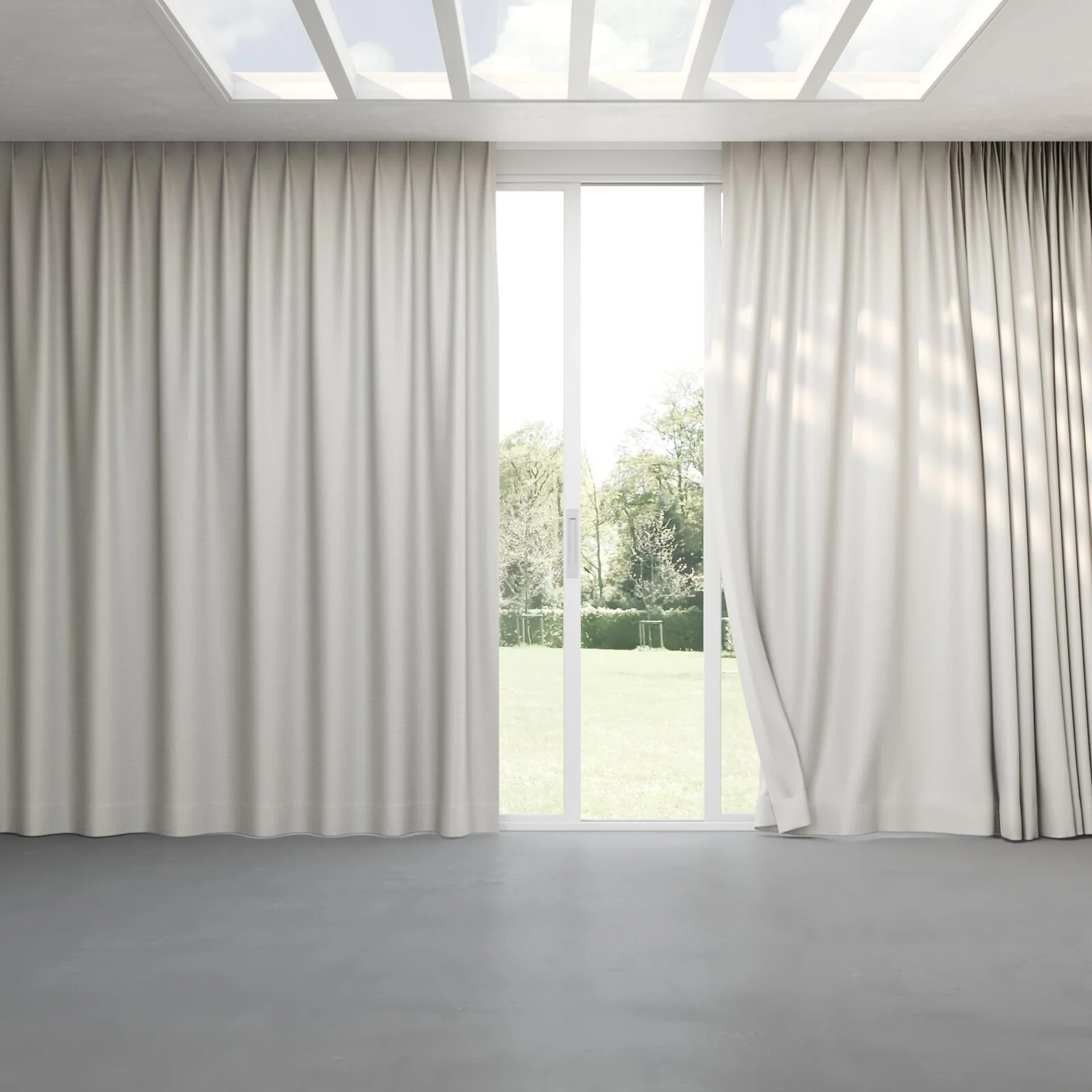 Full view of Banksia Cloud, pinch pleat