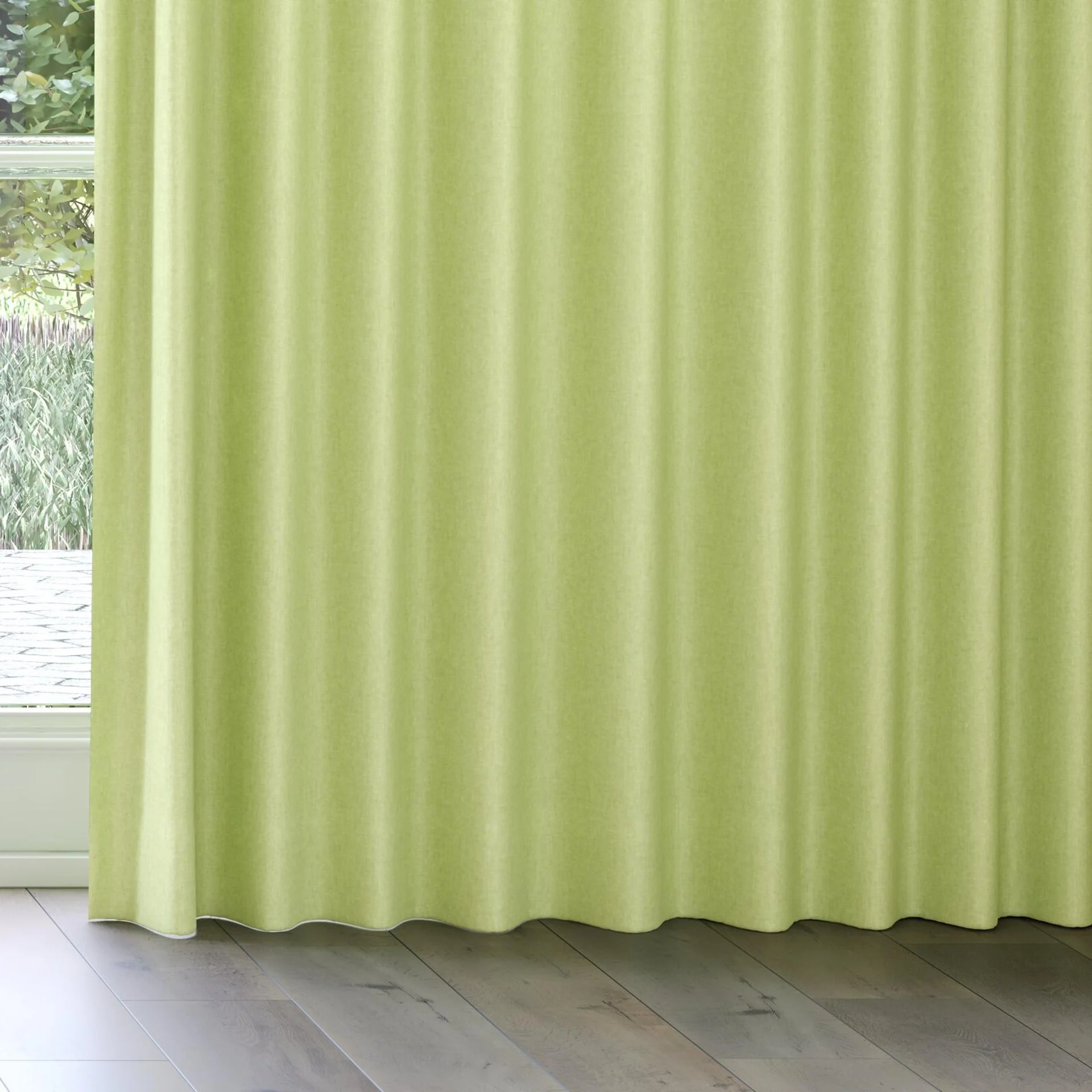 Bottom view of Hometown Apple, on curtain rail