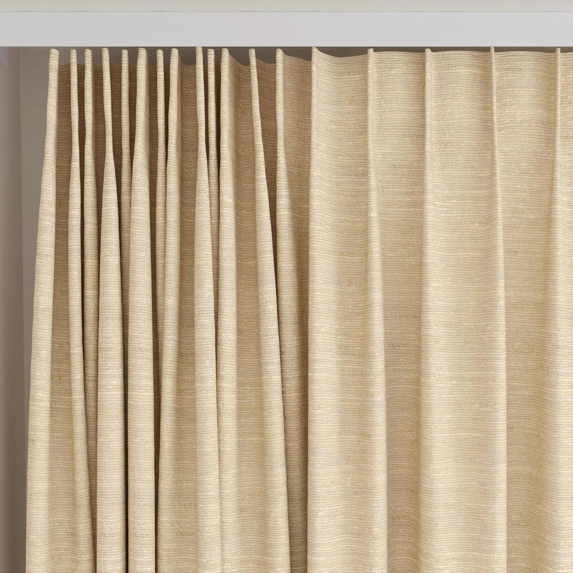 Top view of Tennessee Tussah Rose Gold, on curtain rail