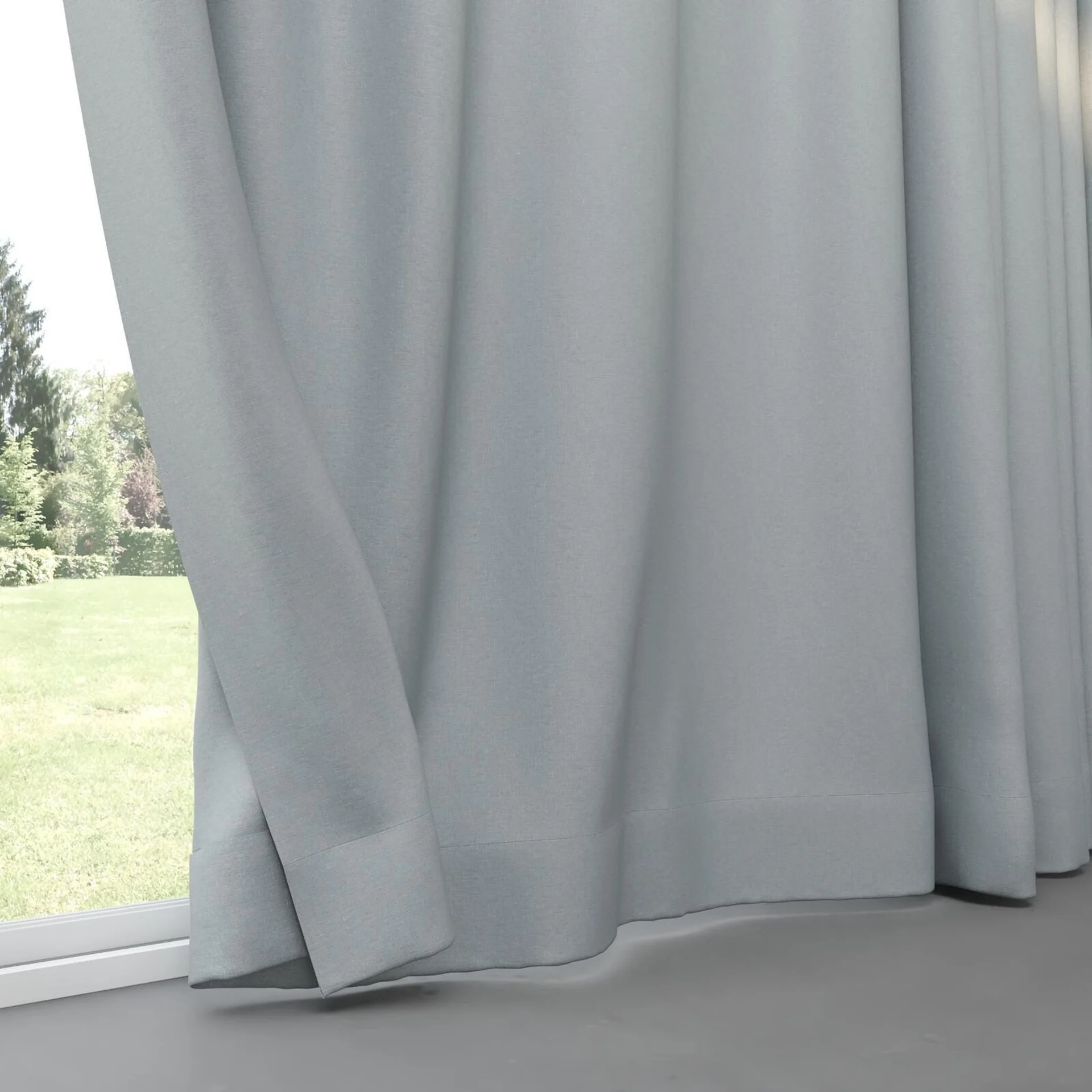 Bottom view of Infinite Powder Blue, pinch pleat