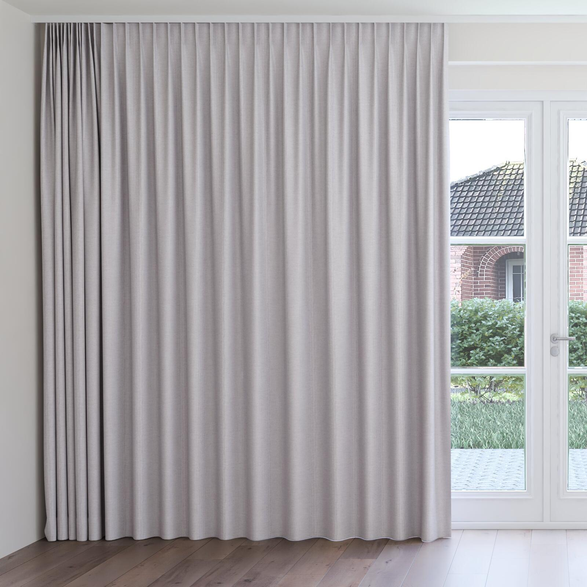 Front view of Casual Sterling, on curtain rail