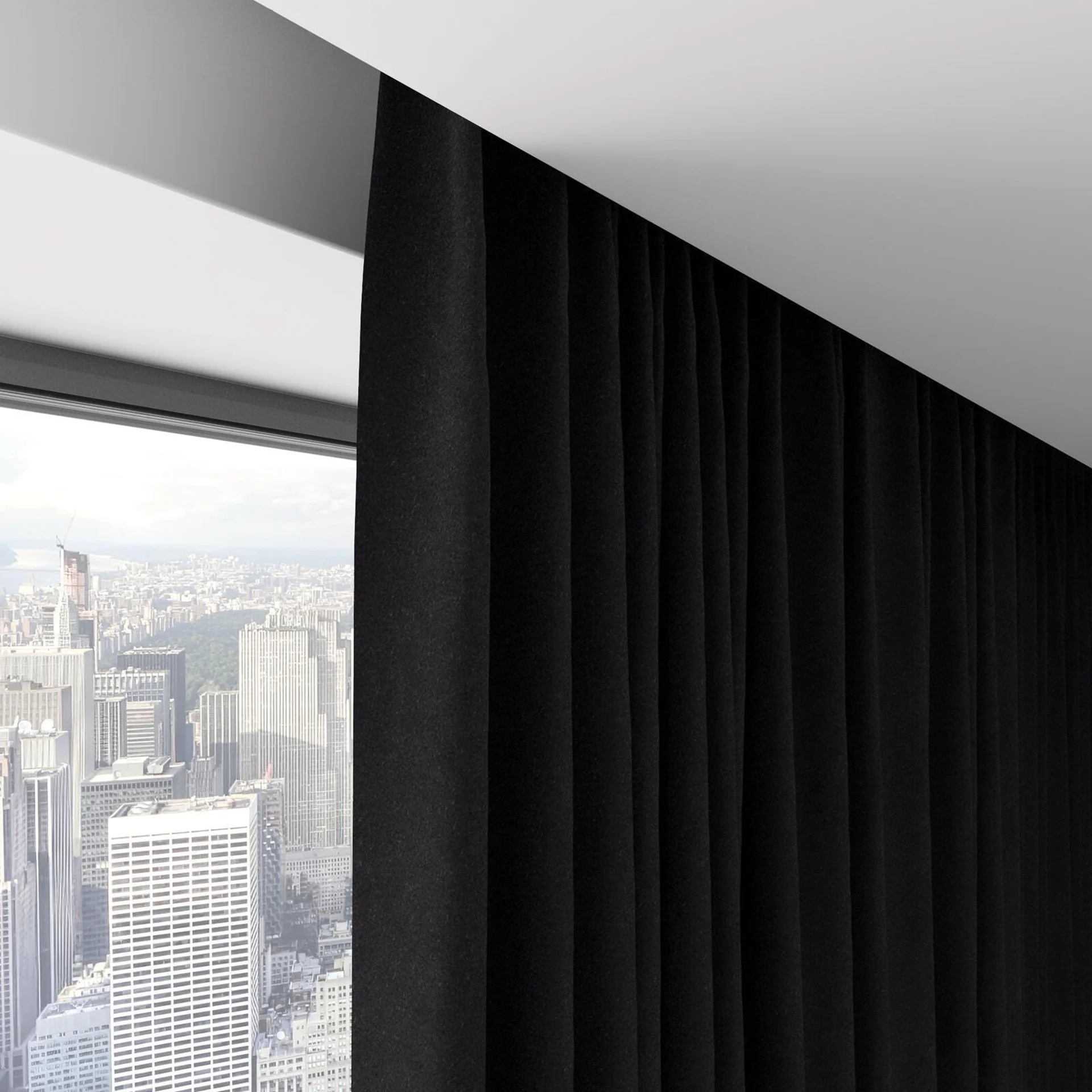 Top view of Lux Velvet Ebony 8702, on hidden rail