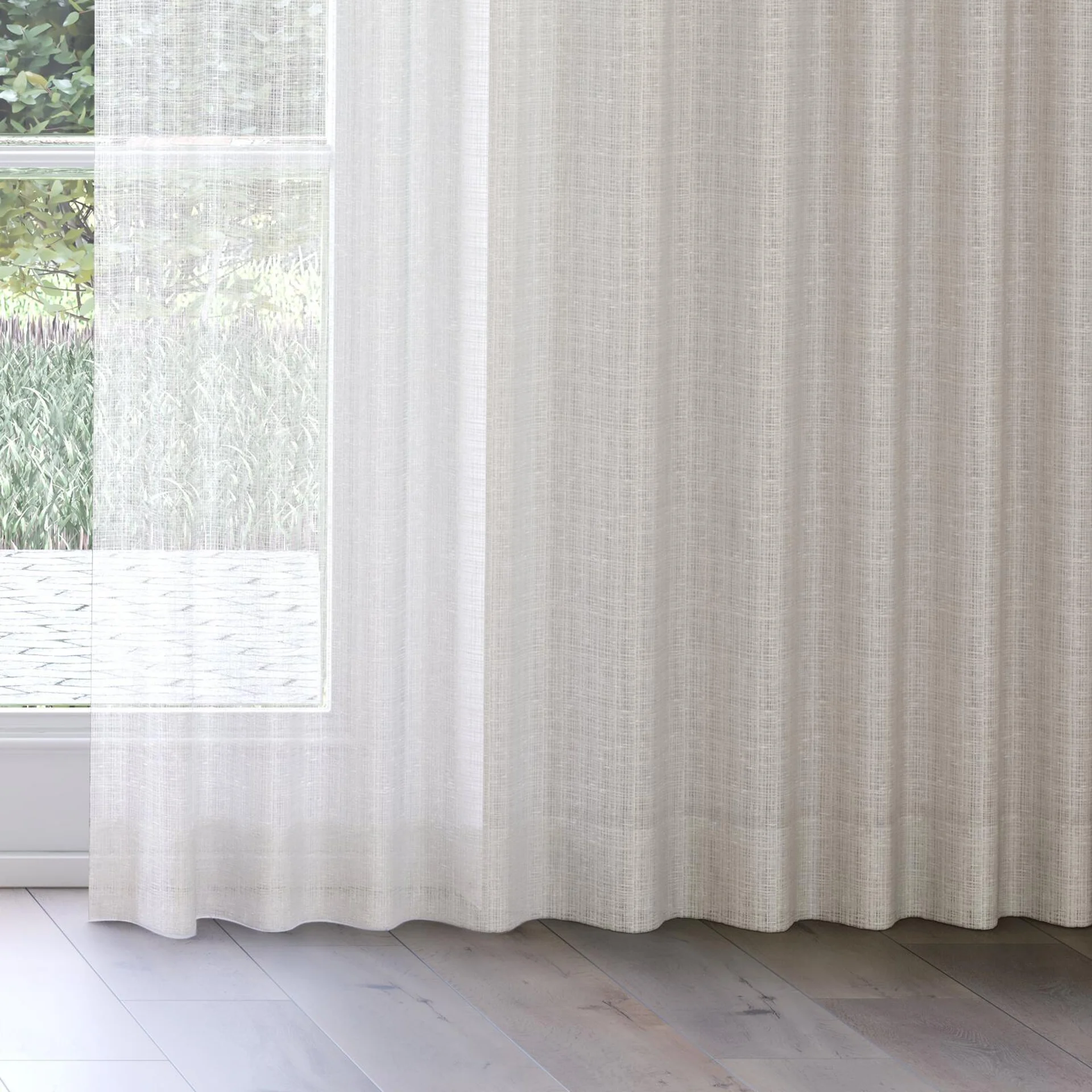 Bottom view of Scandinese Linen, on curtain rail