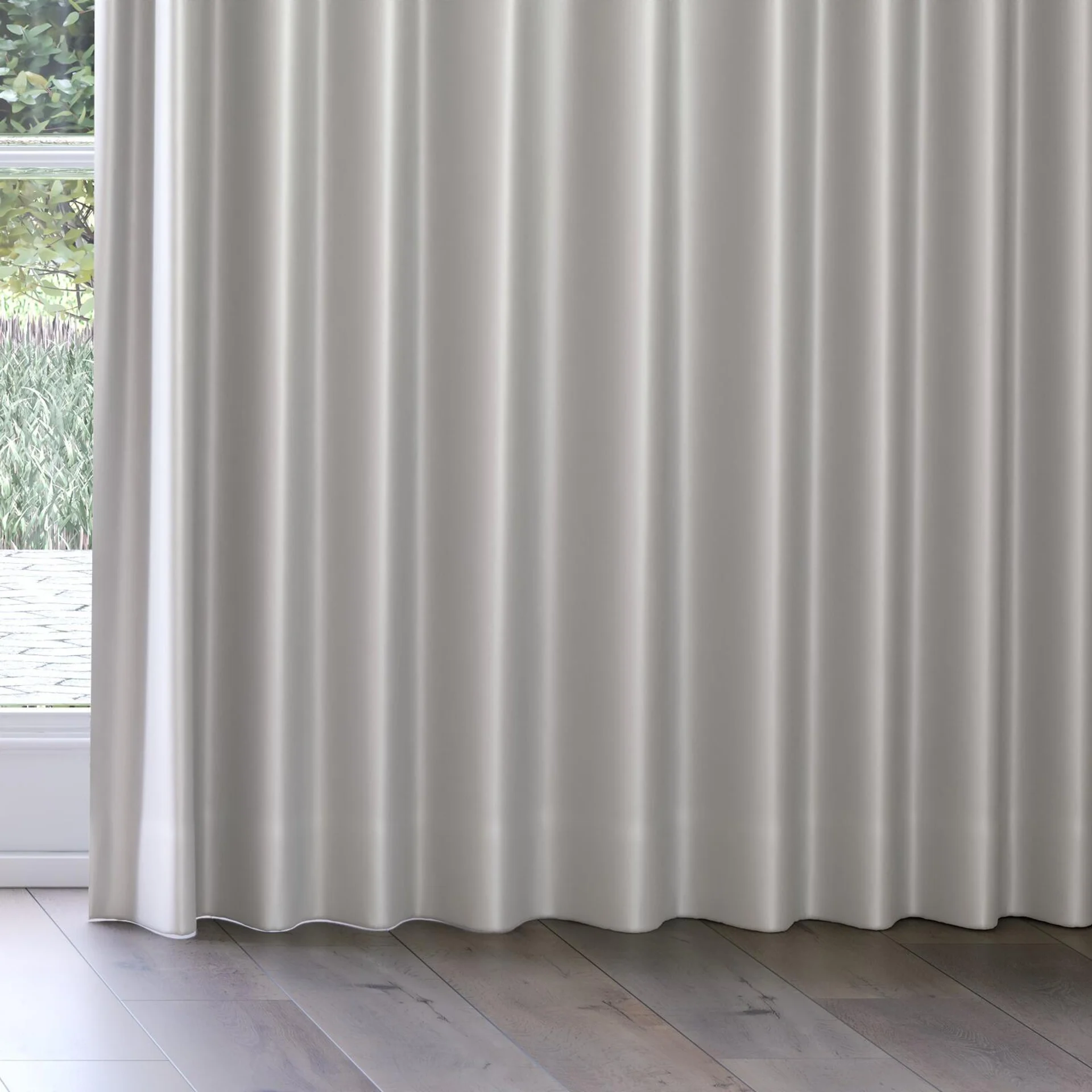 Bottom view of Sleek Silver, on curtain rail