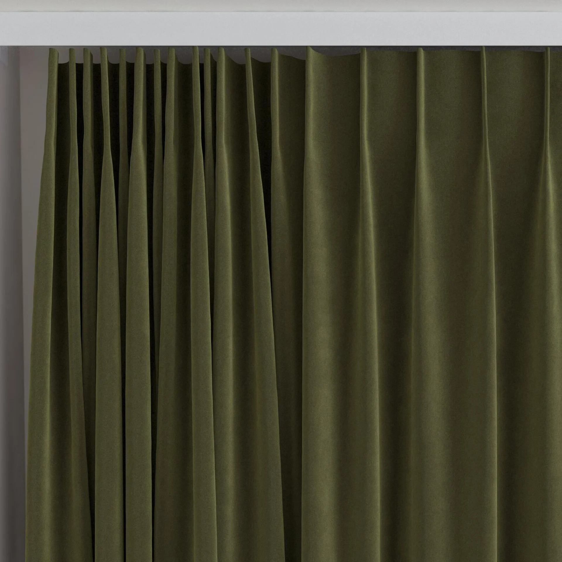Top view of Vienna Moss, on curtain rail