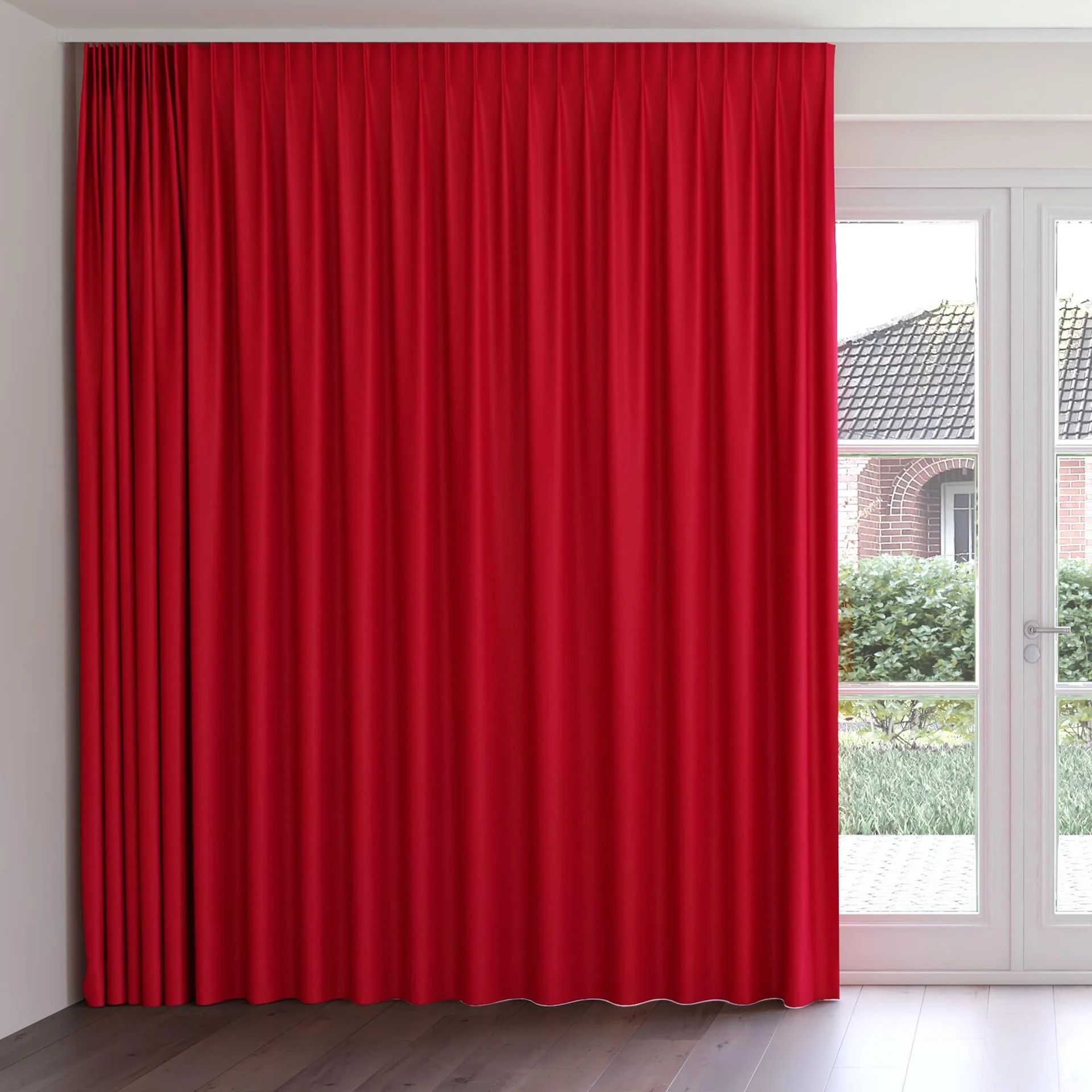 Front view of Woolly/Woolen Cardinal, on curtain rail