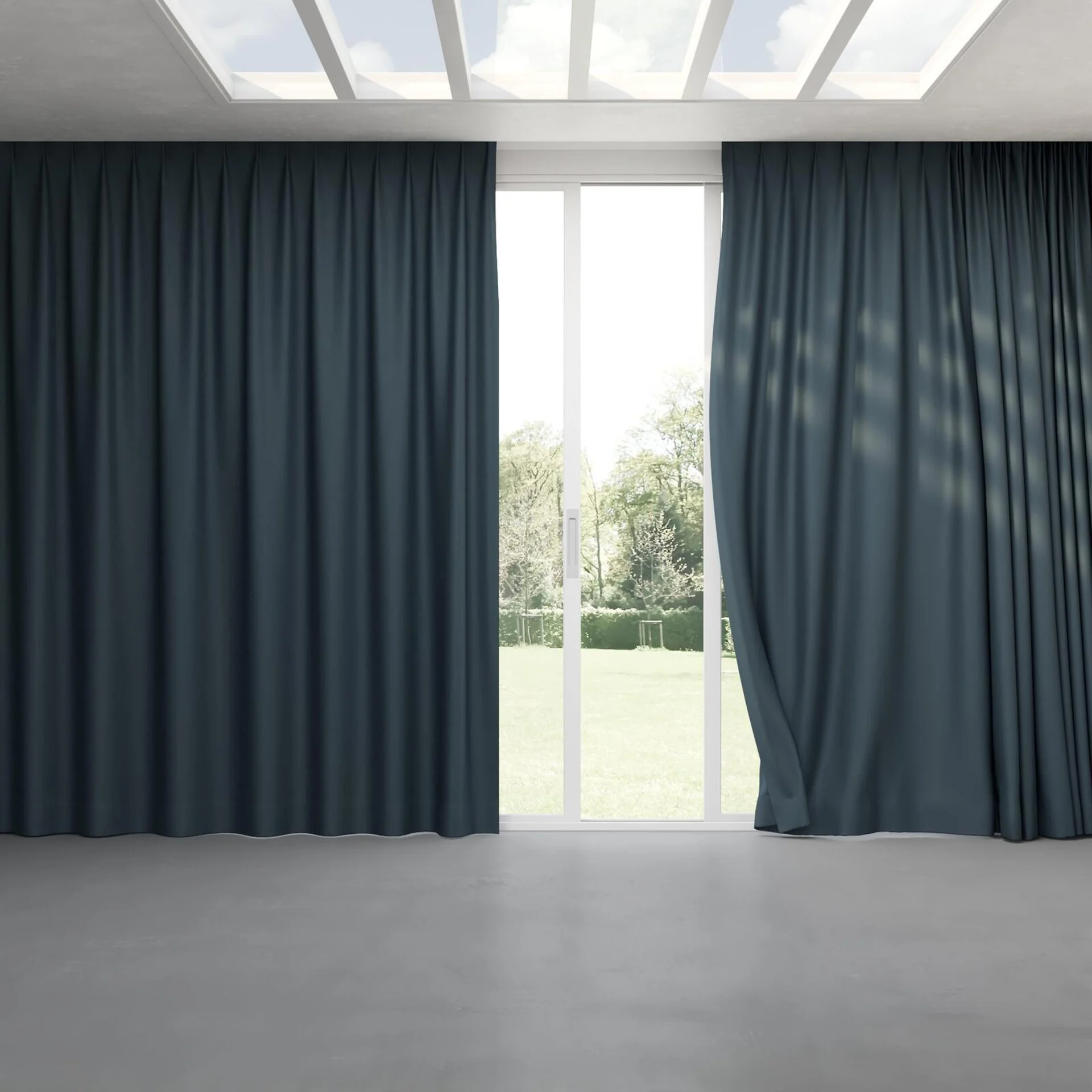 Full view of Infinite Petrol, pinch pleat