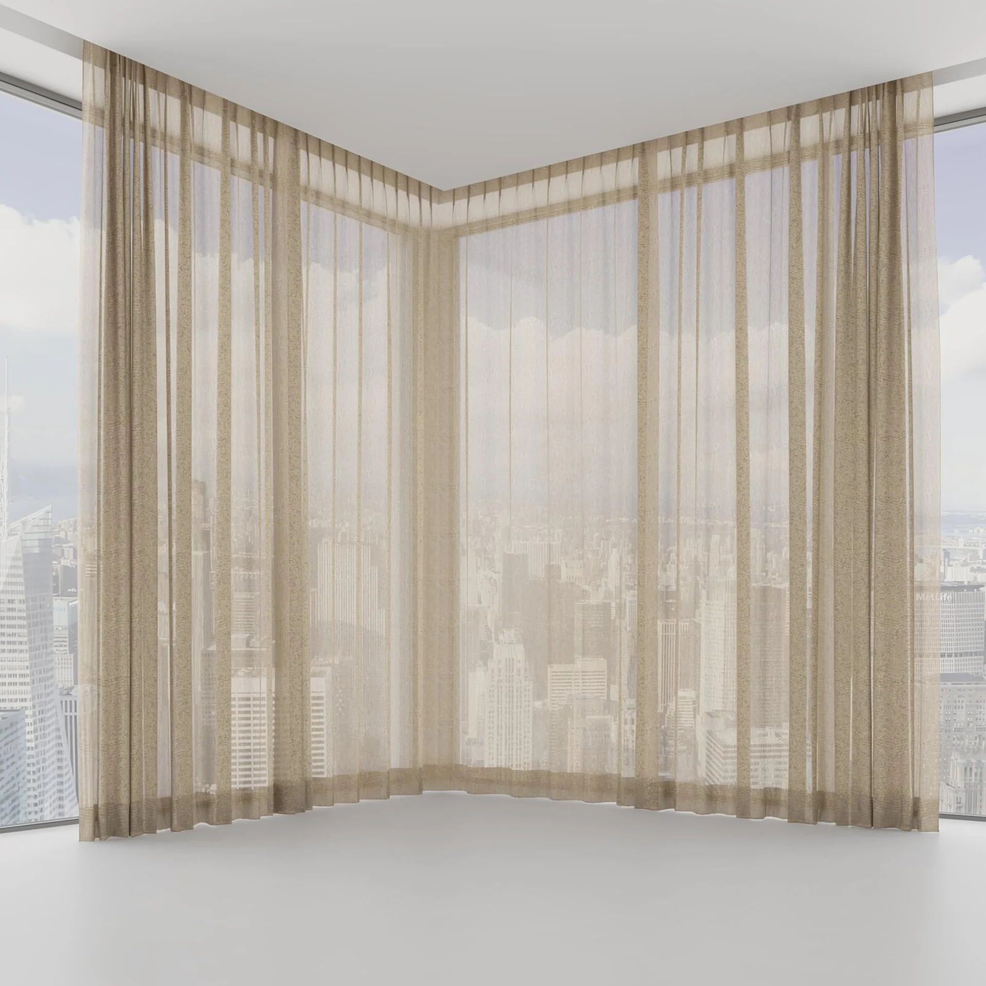 Front view of Gesso Lino Bamboo, on hidden rail