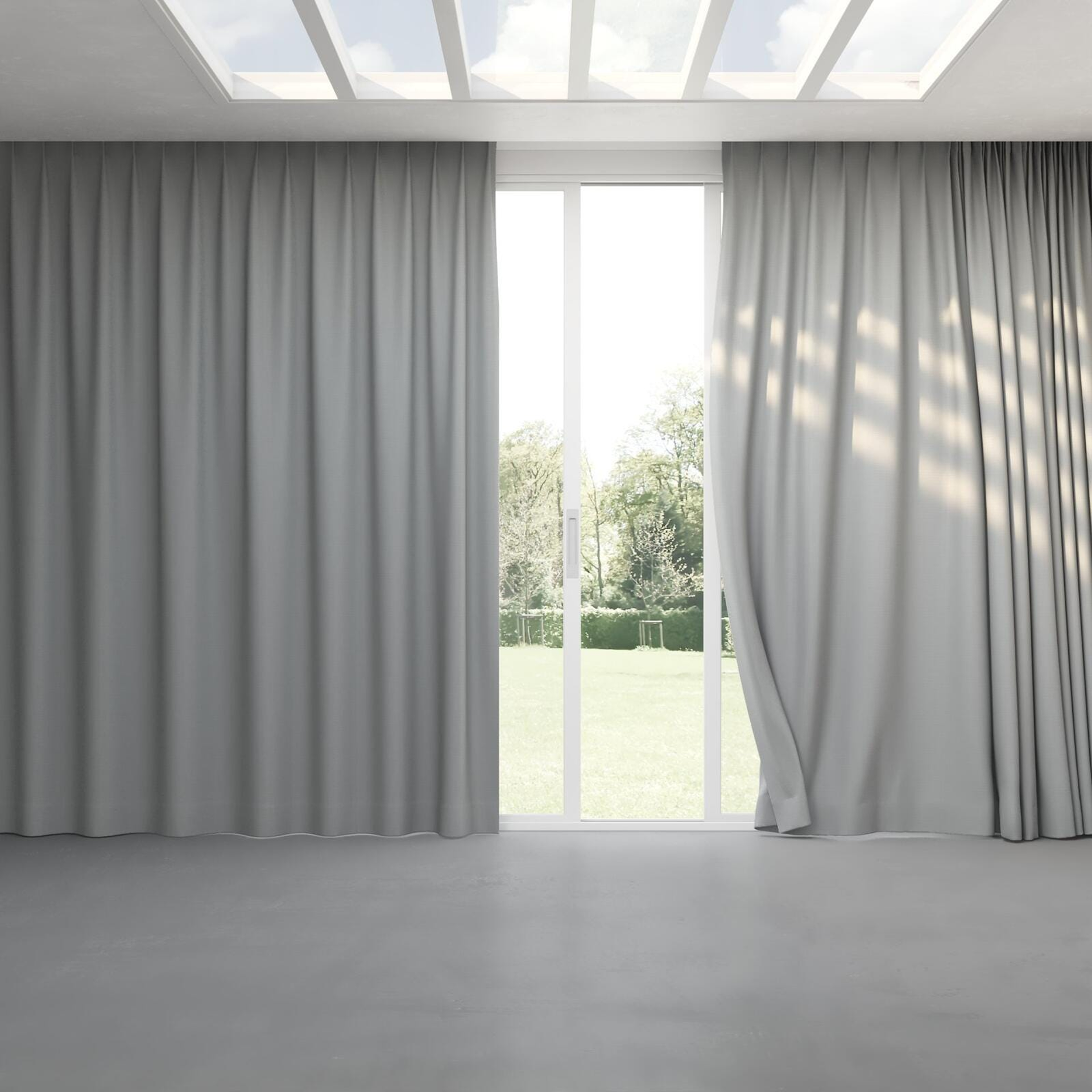 Full view of Darkness Silver, pinch pleat