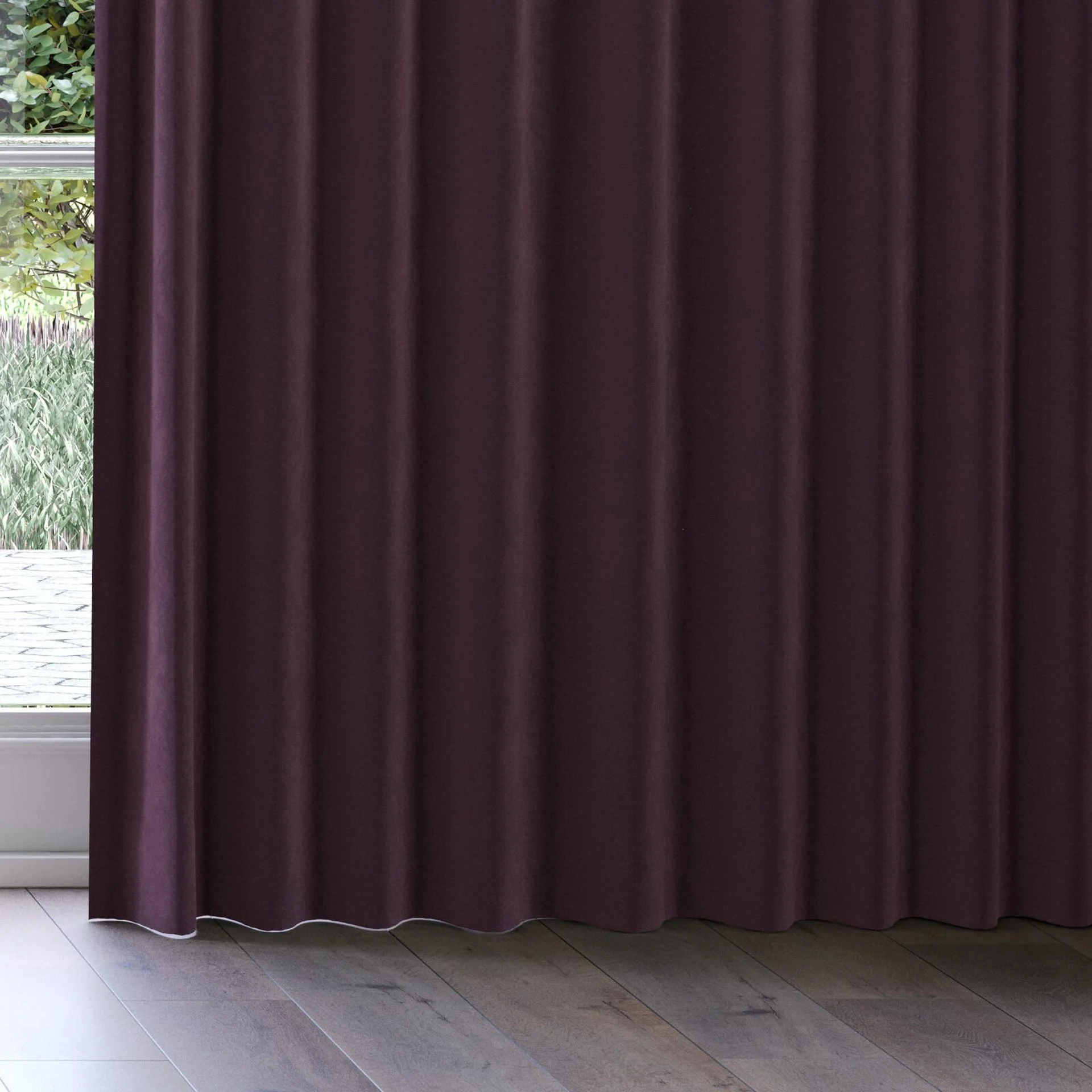 Bottom view of Vienna Mahogany, on curtain rail