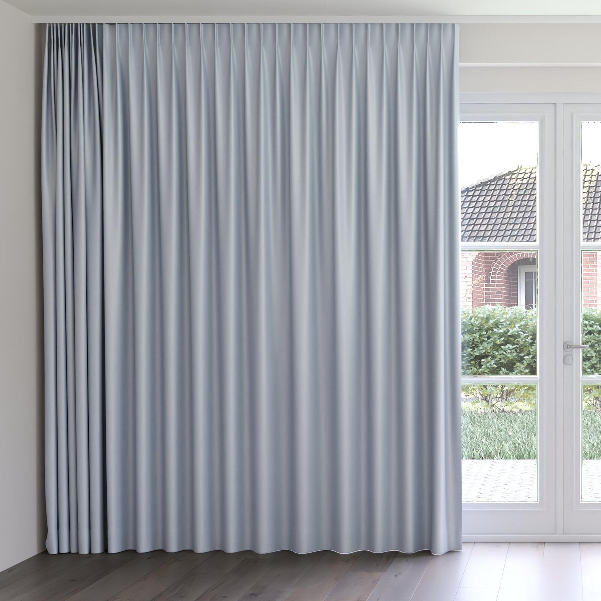 Front view of Re-Vive Silver, on curtain rail