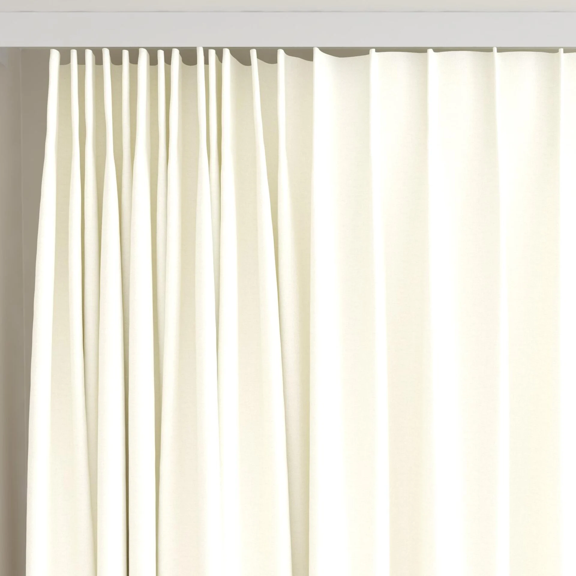Top view of Brugge Ivory, on curtain rail