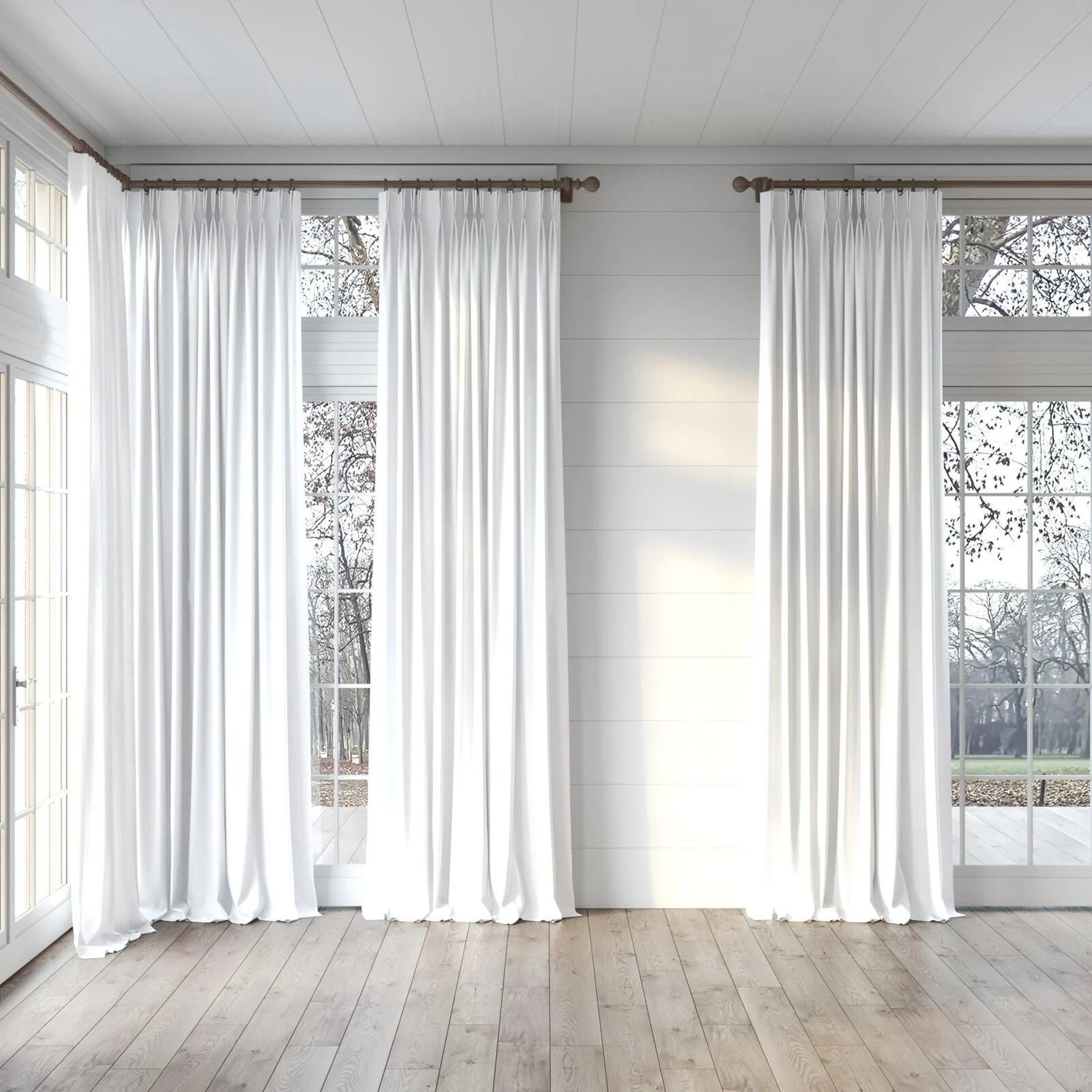Full view of Artemis Marble, puddled, on curtain rod
