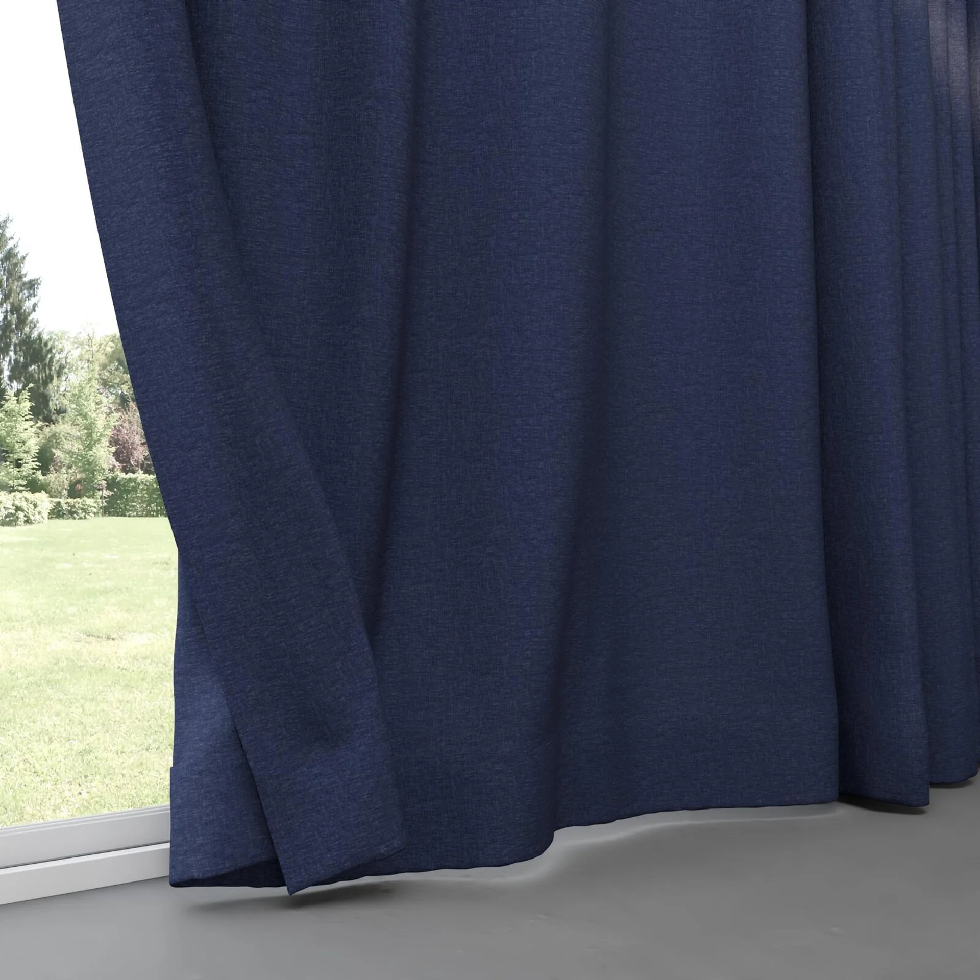 Bottom view of Coverlet Denim, pinch pleat