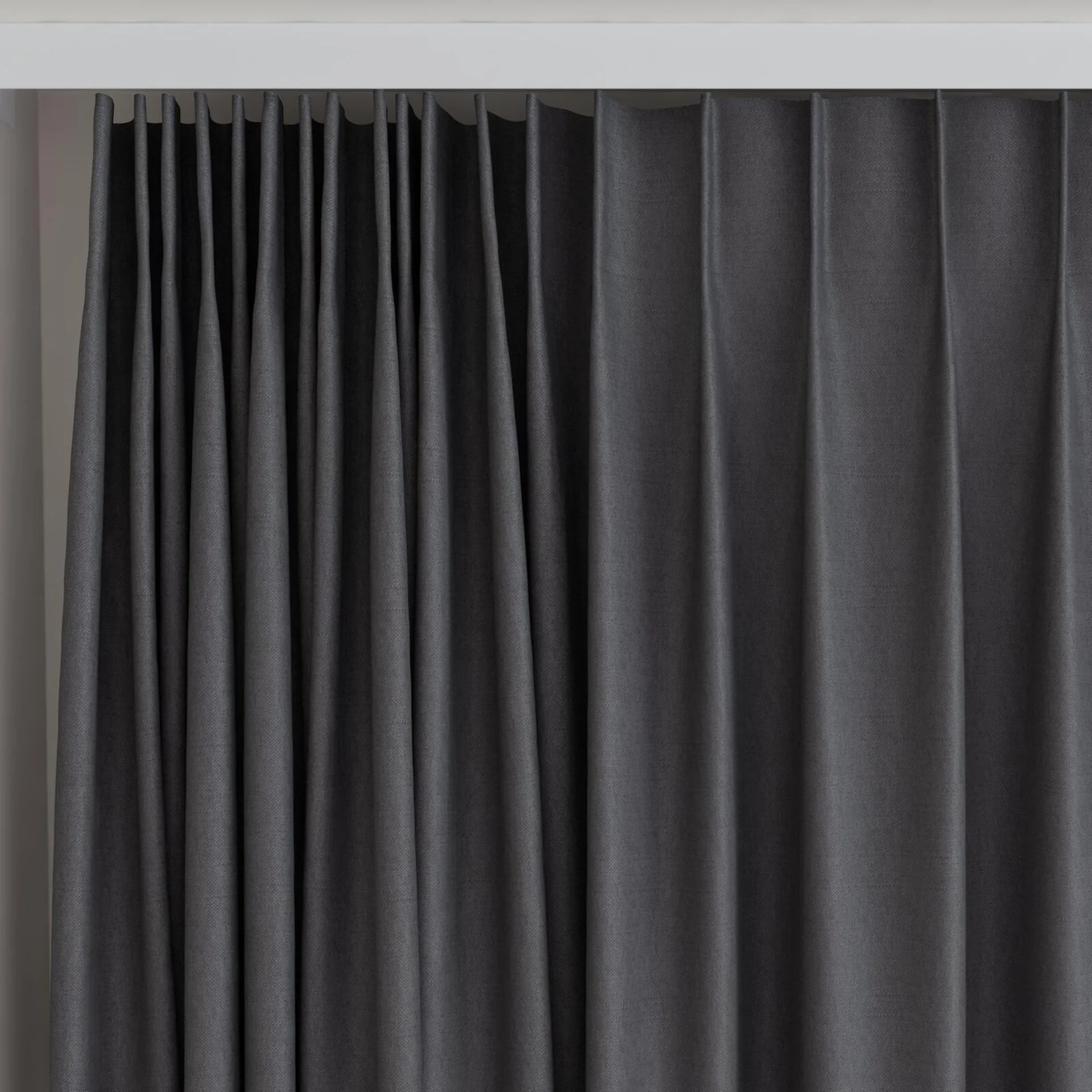 Top view of Urban Charcoal, on curtain rail
