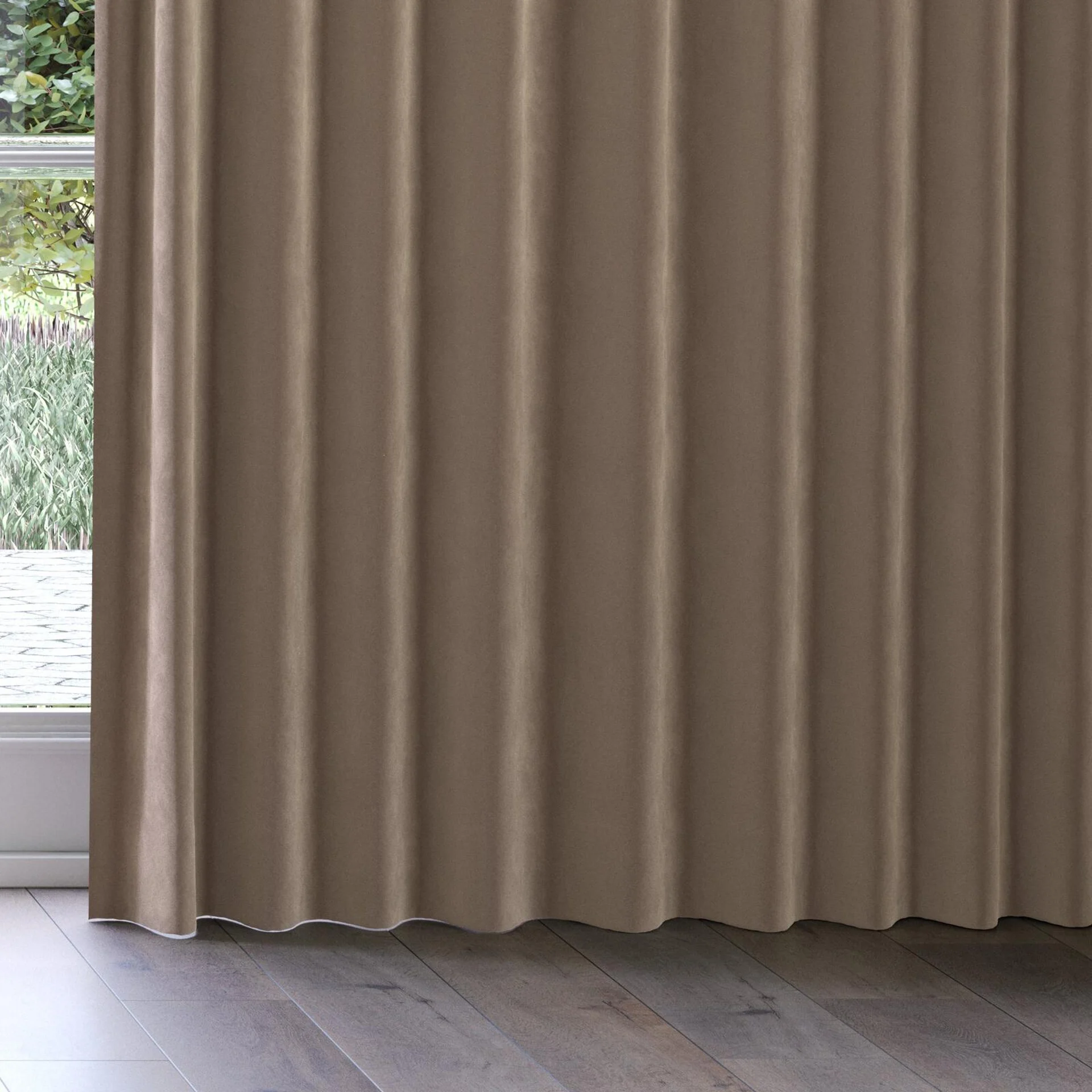 Bottom view of Vienna Mink, on curtain rail