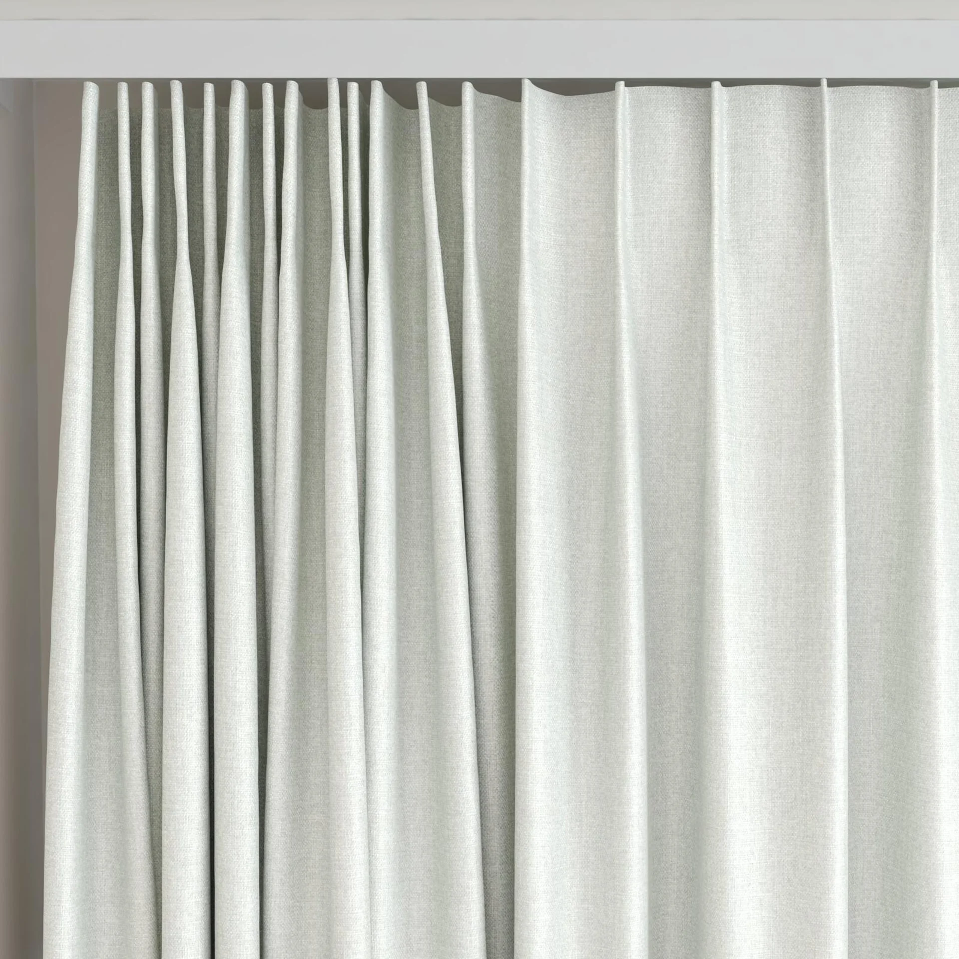 Top view of Jupiter Wool, on curtain rail