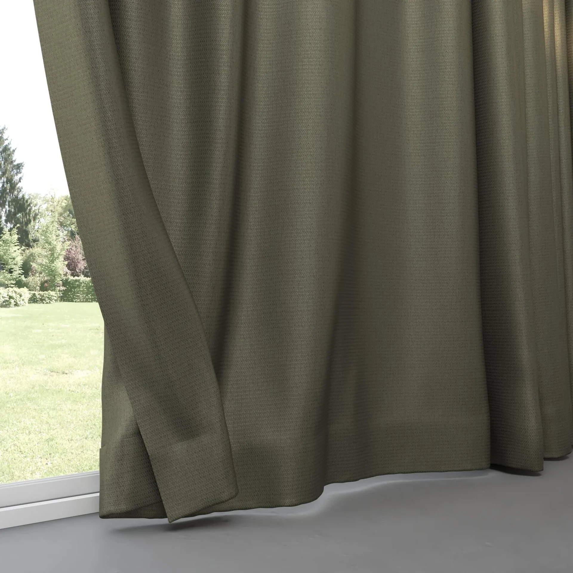 Bottom view of Kennedy II Blackout Moss, pinch pleat