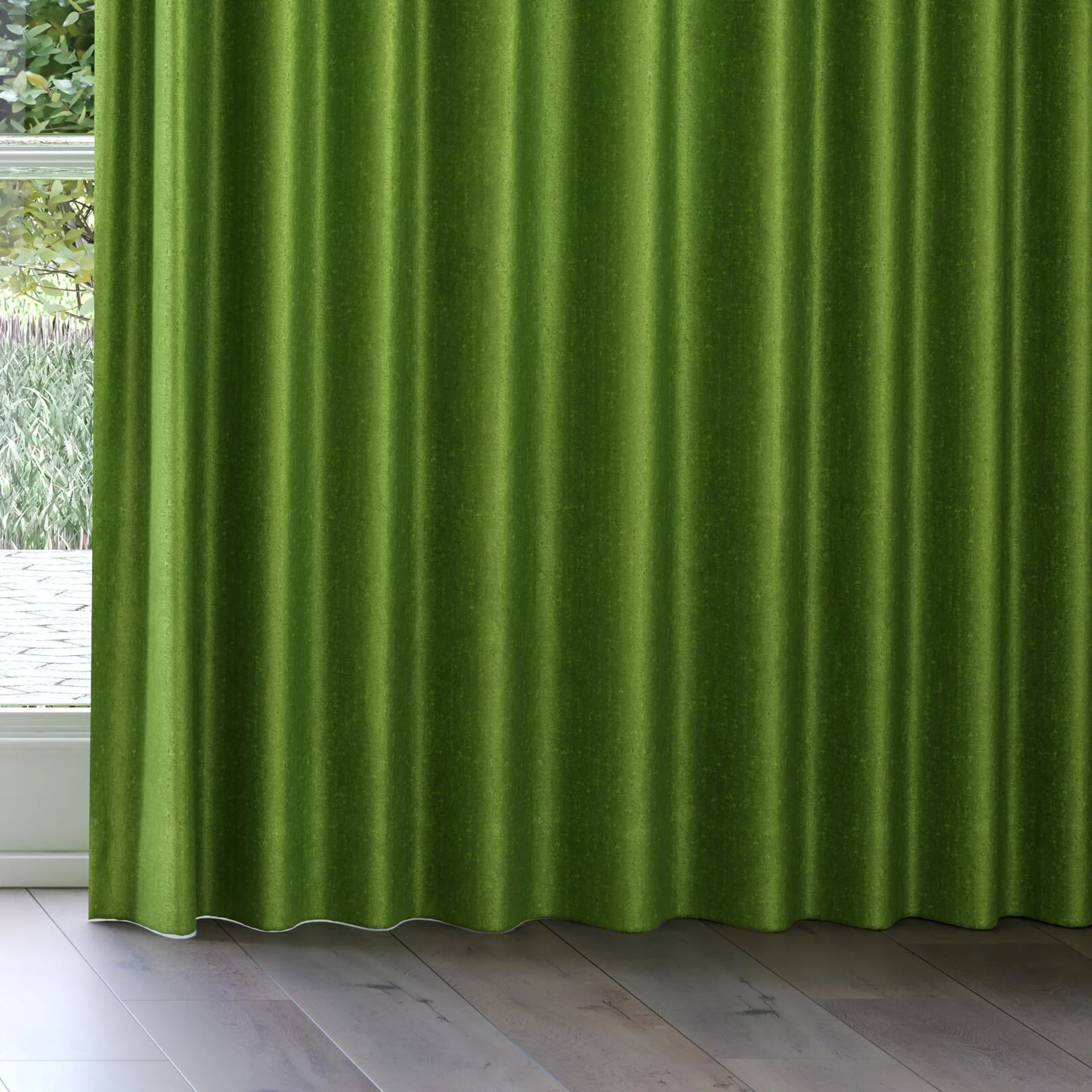 Bottom view of Hug Apple, on curtain rail