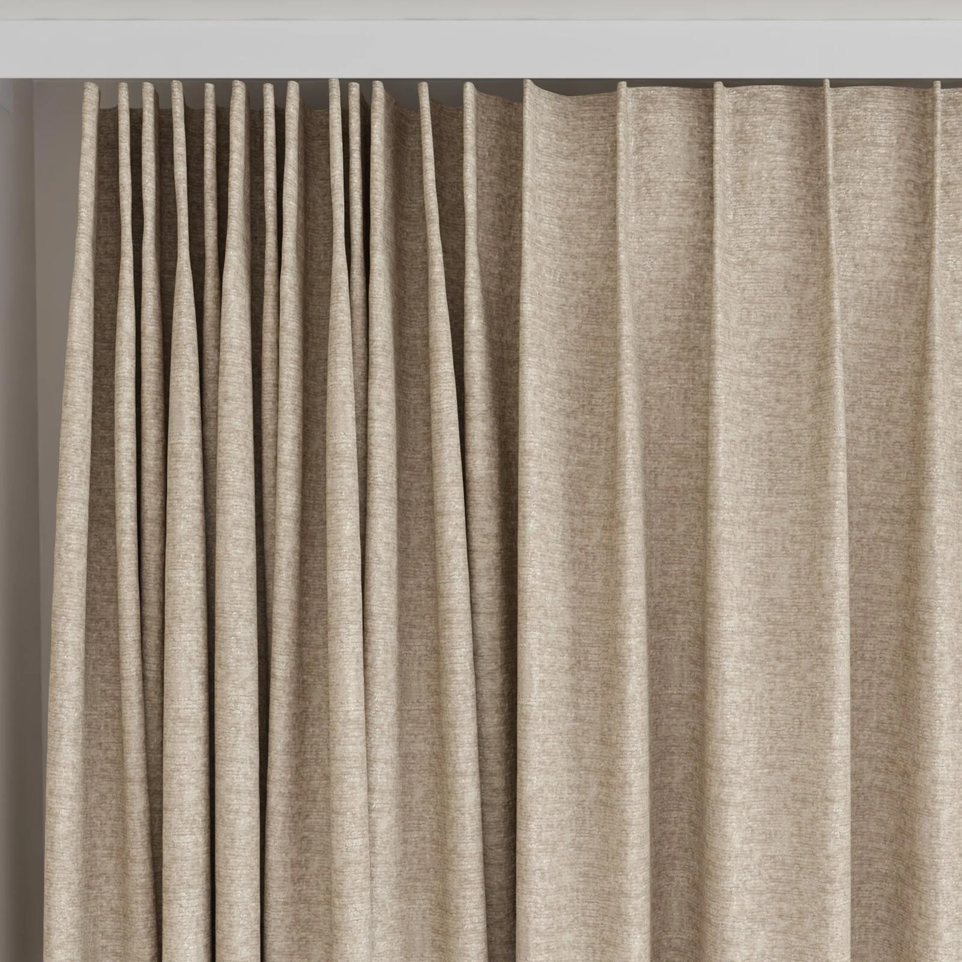 Top view of Monsieur Fossil, on curtain rail