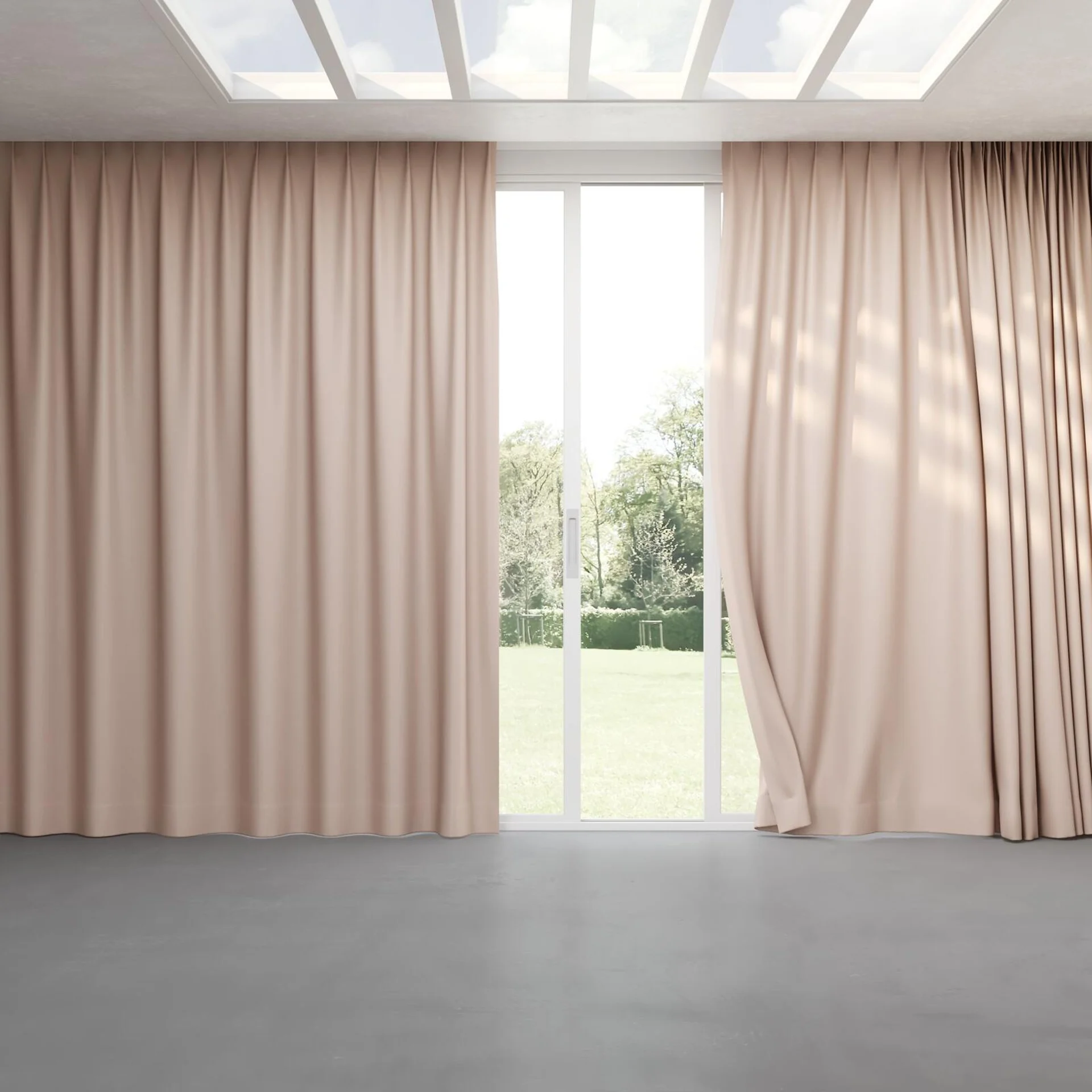Full view of Urban Blush, pinch pleat
