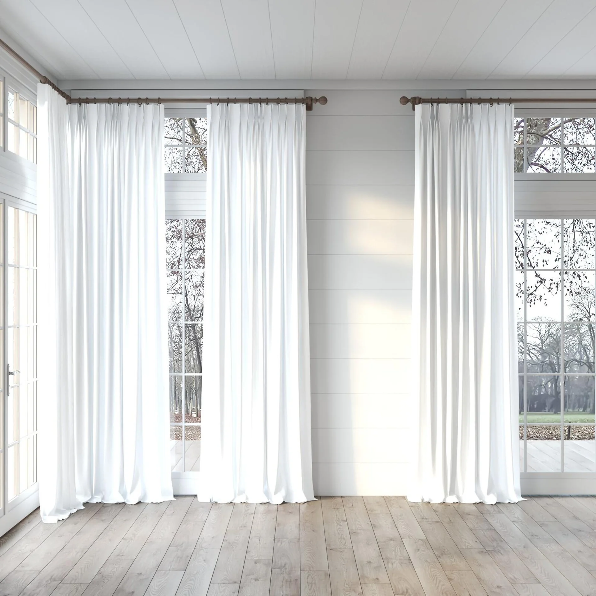 Full view of Private Snow, puddled, on curtain rod
