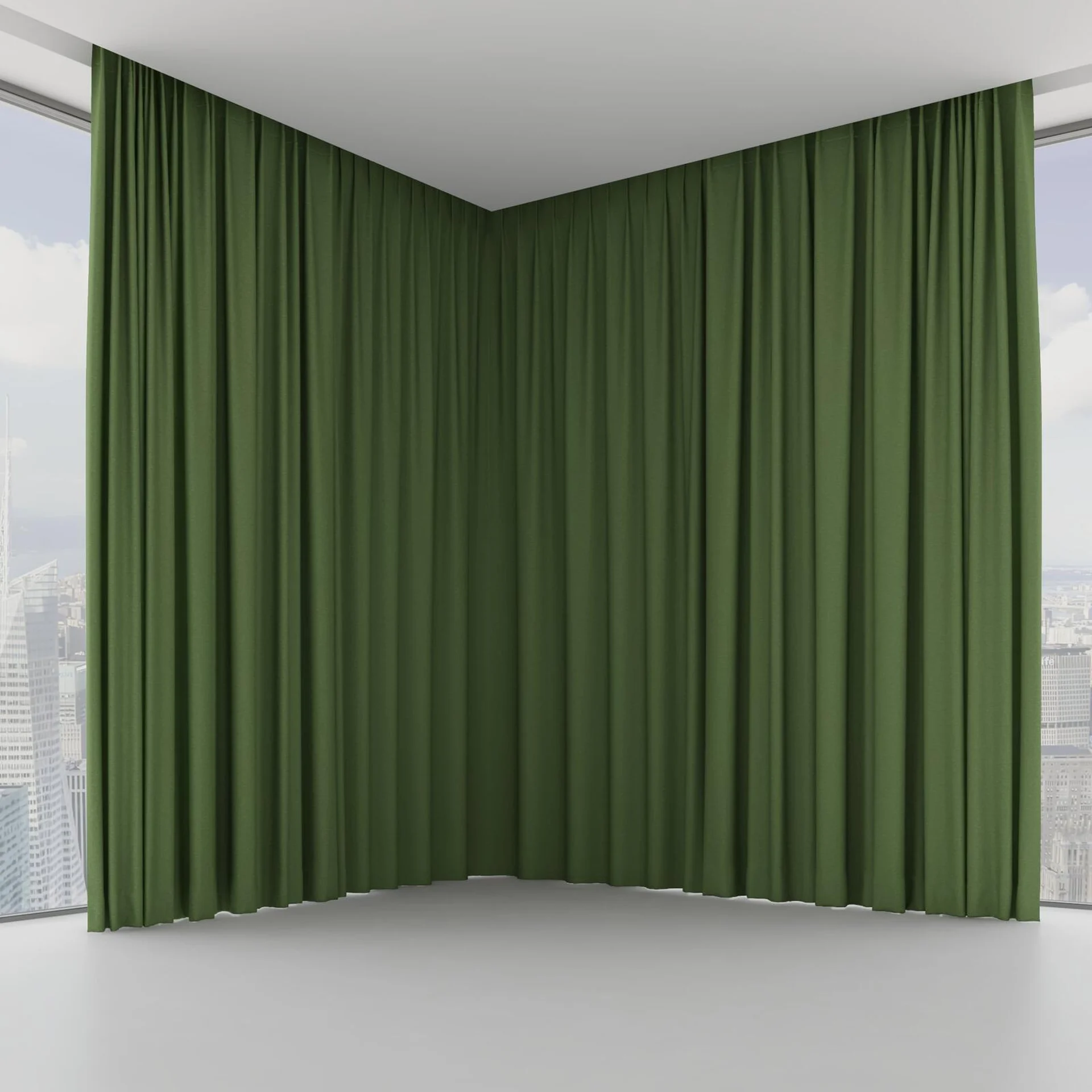 Front view of Coverlet Oasis, on hidden rail