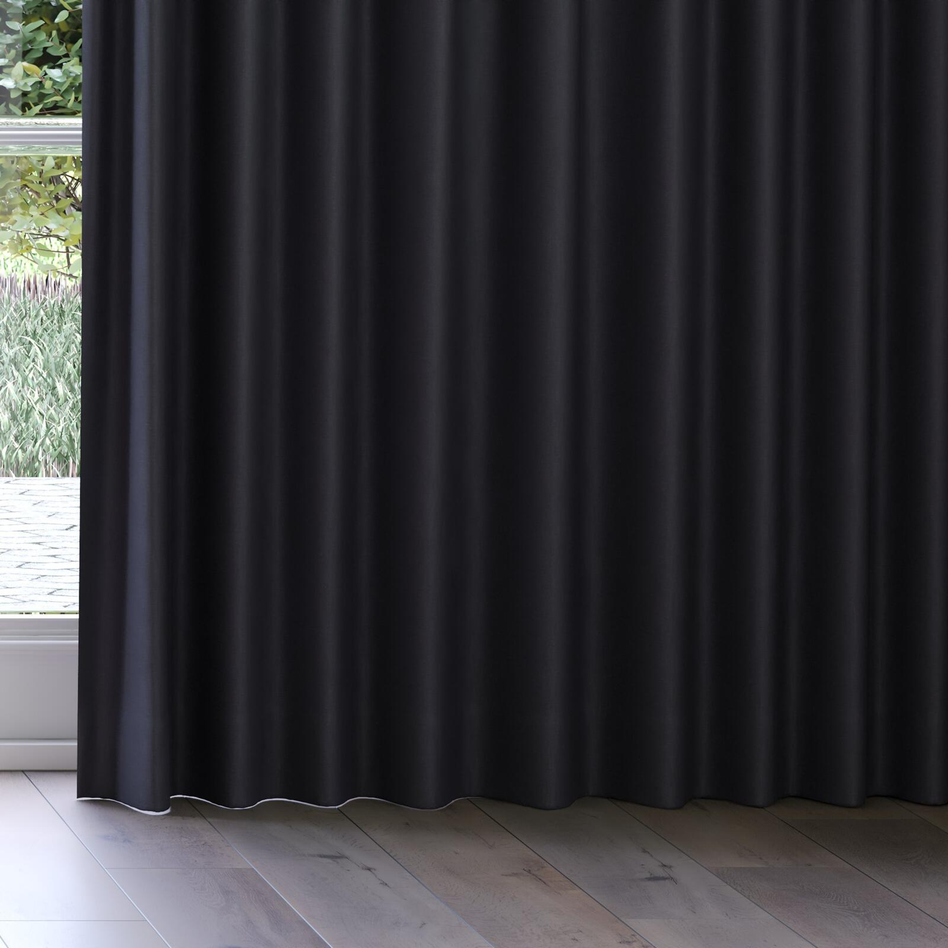 Bottom view of Kanvas Ebony, on curtain rail