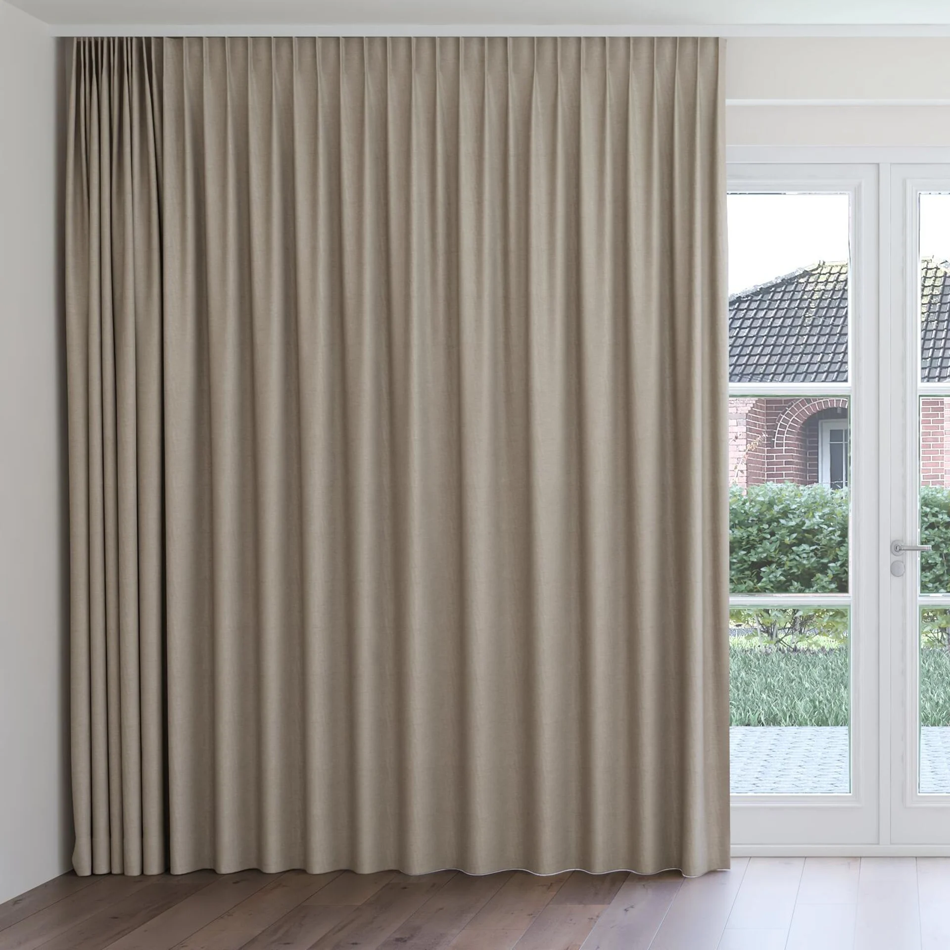 Front view of Casual Waffle, on curtain rail