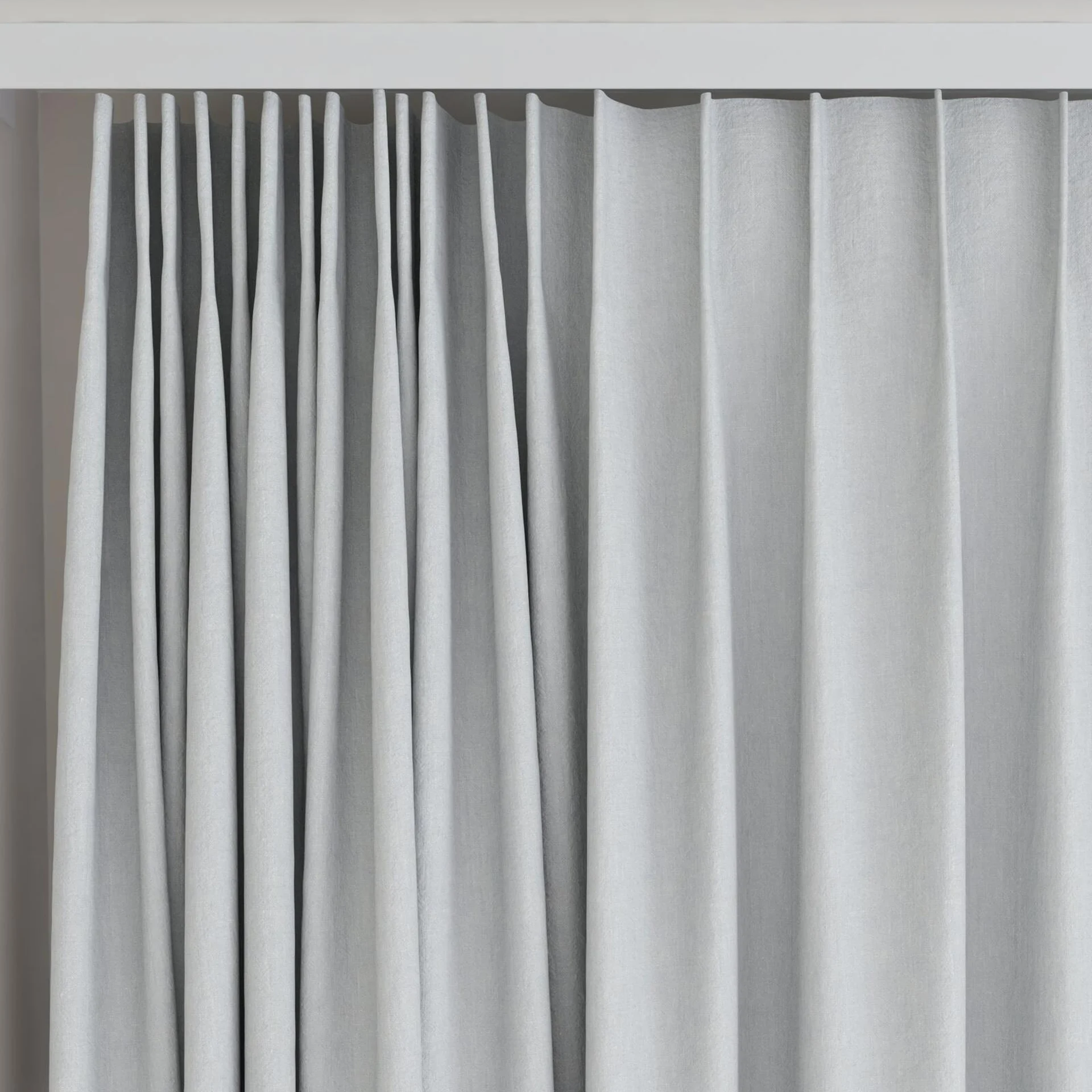 Top view of Obi Stonewash Cloud, on curtain rail
